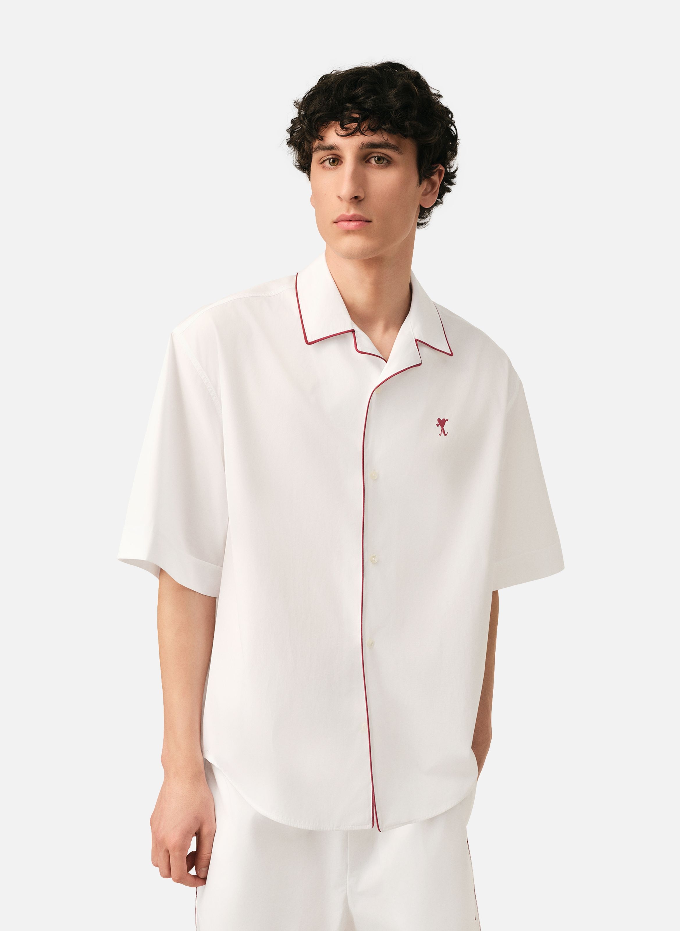 Chemise manches courtes ami de coeur flèche unisexe en coton AMI PARIS Blanc