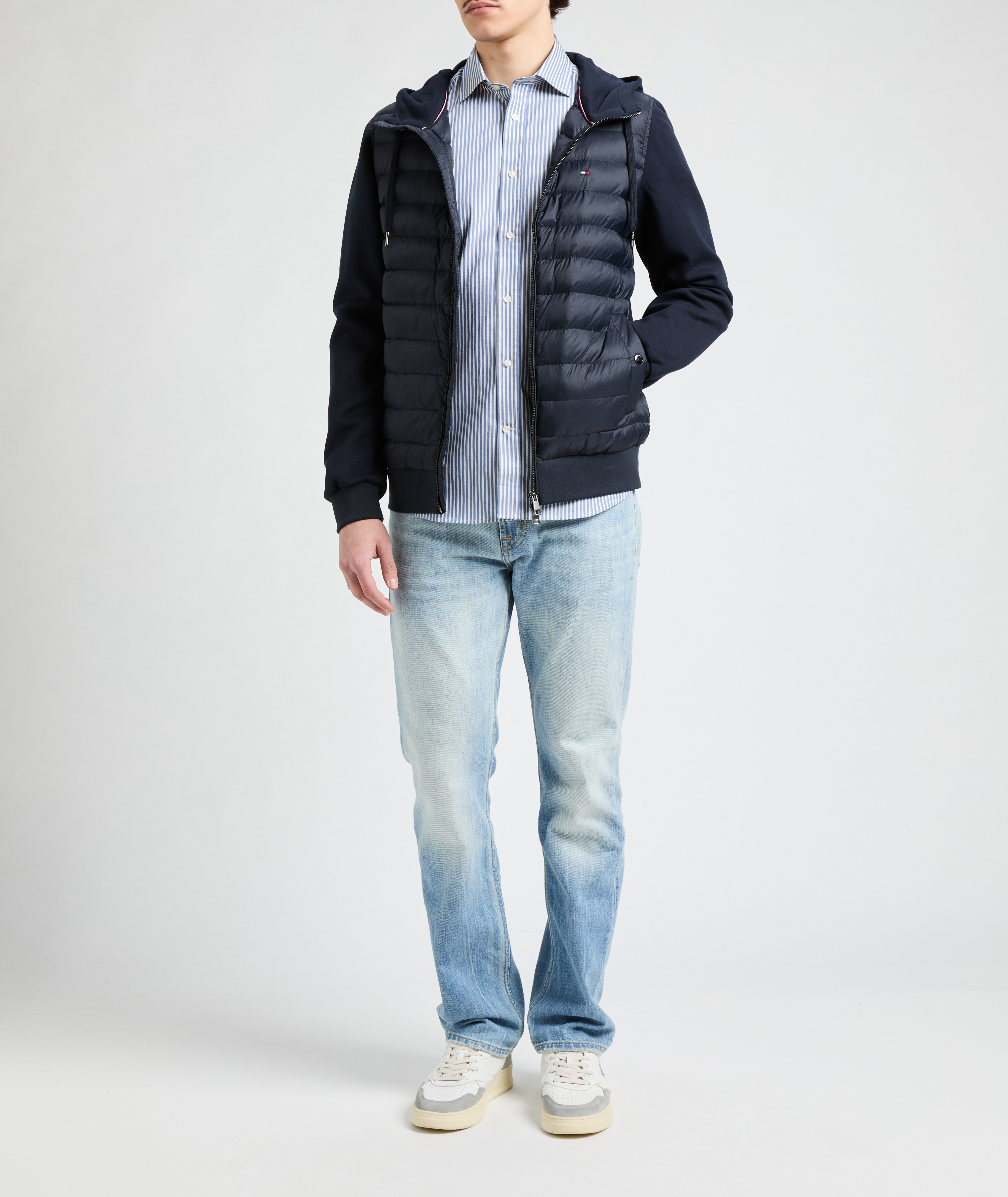 Quilted bi-material jacket TOMMY HILFIGER Blue