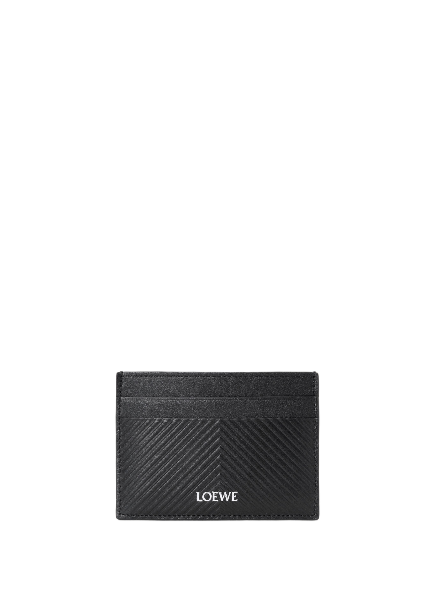 Porte-cartes simple en cuir de veau classique texturé LOEWE Black