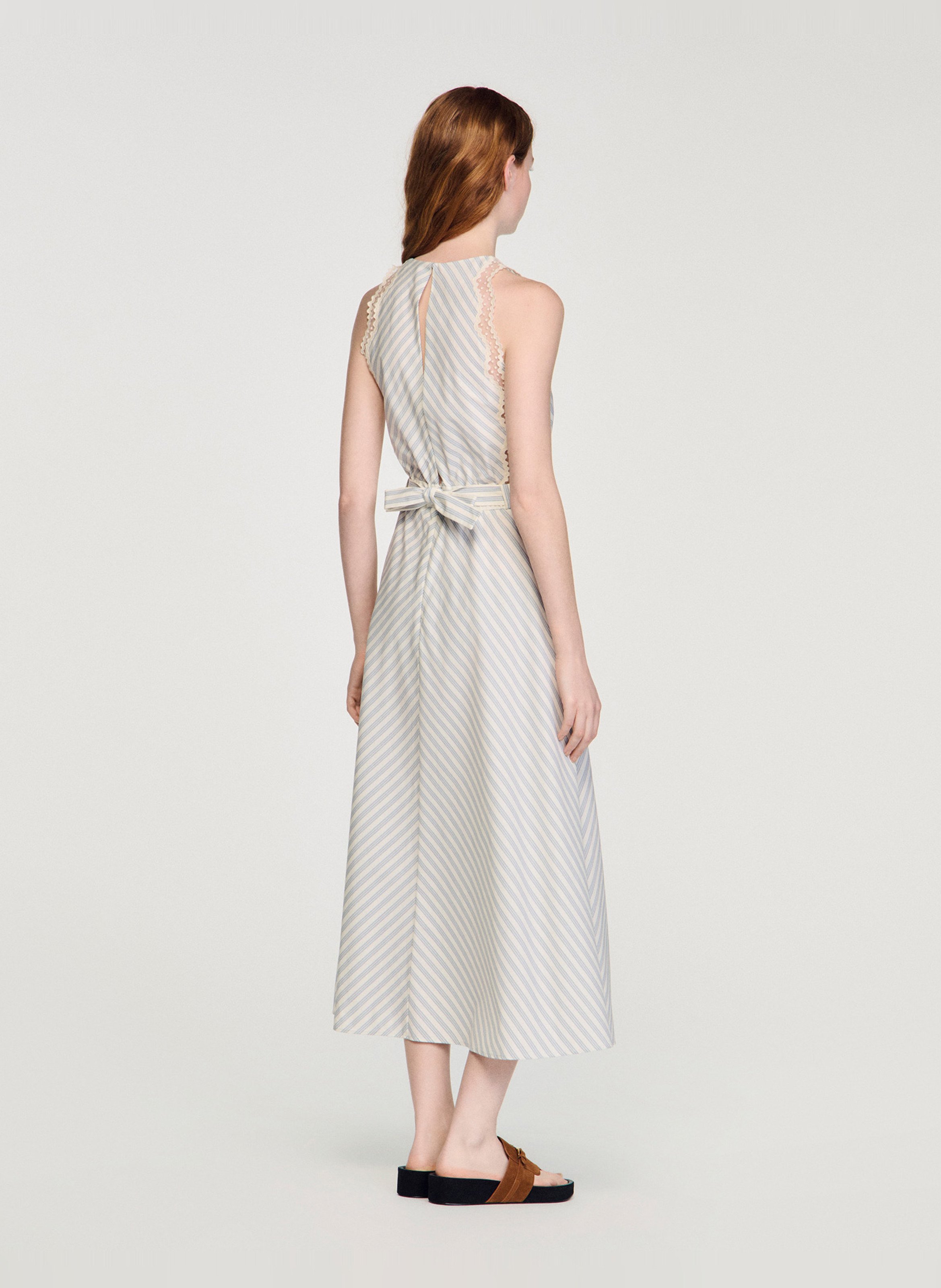 Robe longue col rond en coton SANDRO Beige