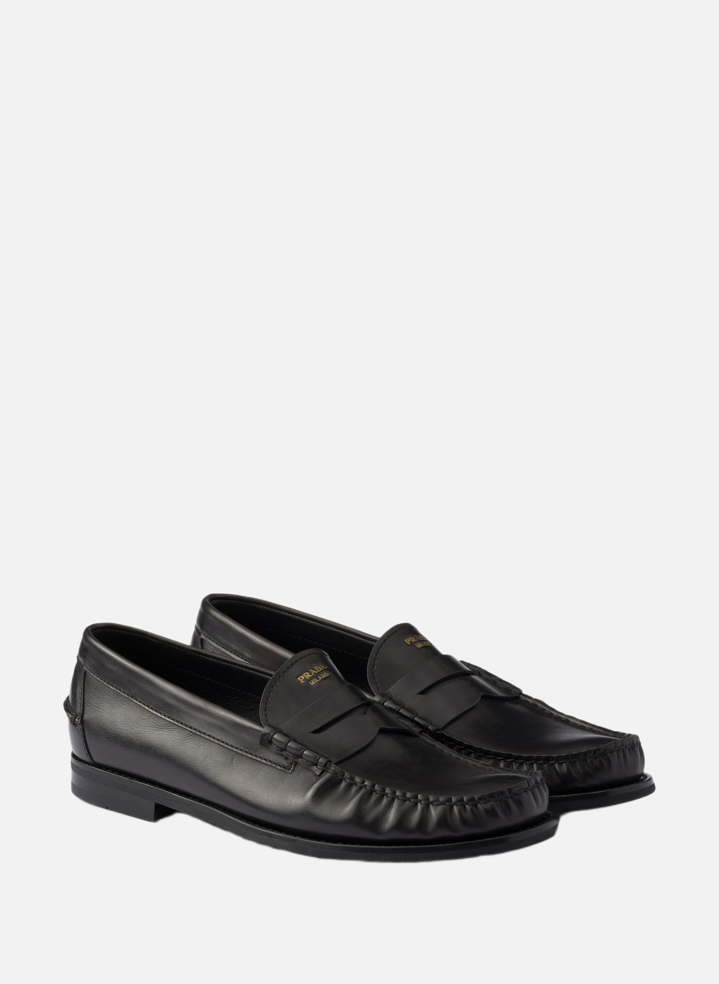 Mocassins en cuir vieilli PRADA Noir