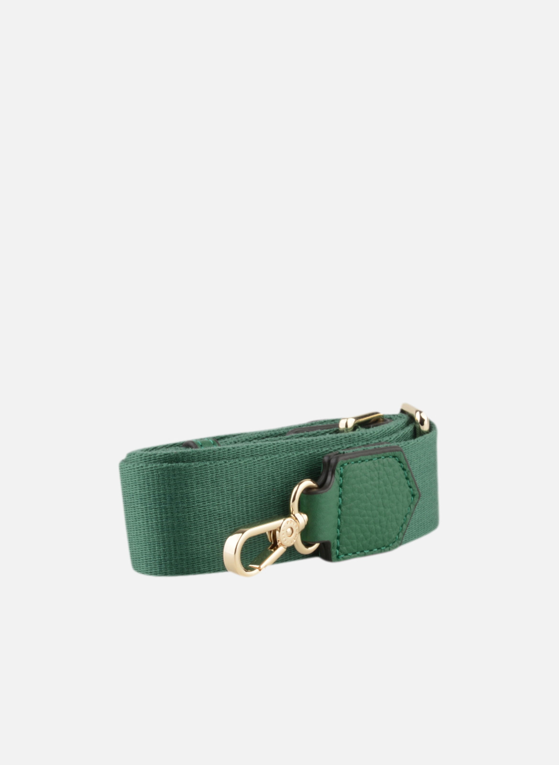 Bandoulière | bandoulière de sac en coton garni cuir | Vert POURCHET Femme