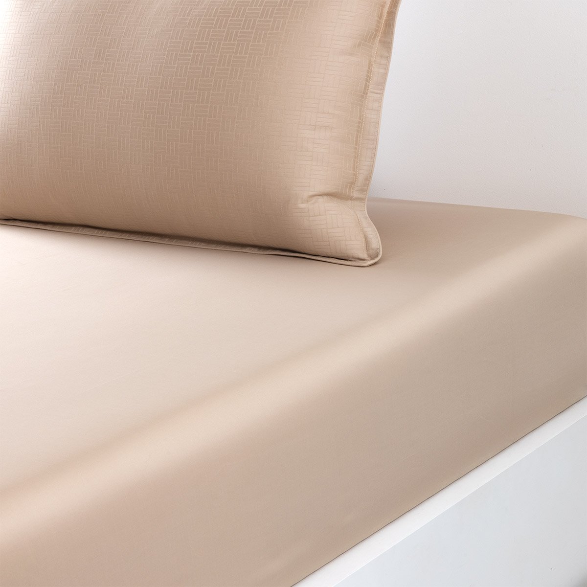 Drap housse en satin de coton, lattice  Sesame