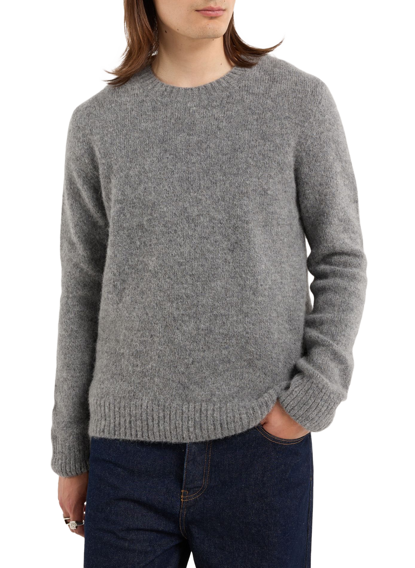 Round neck alpaca blend sweater SAISON 1865 Grey