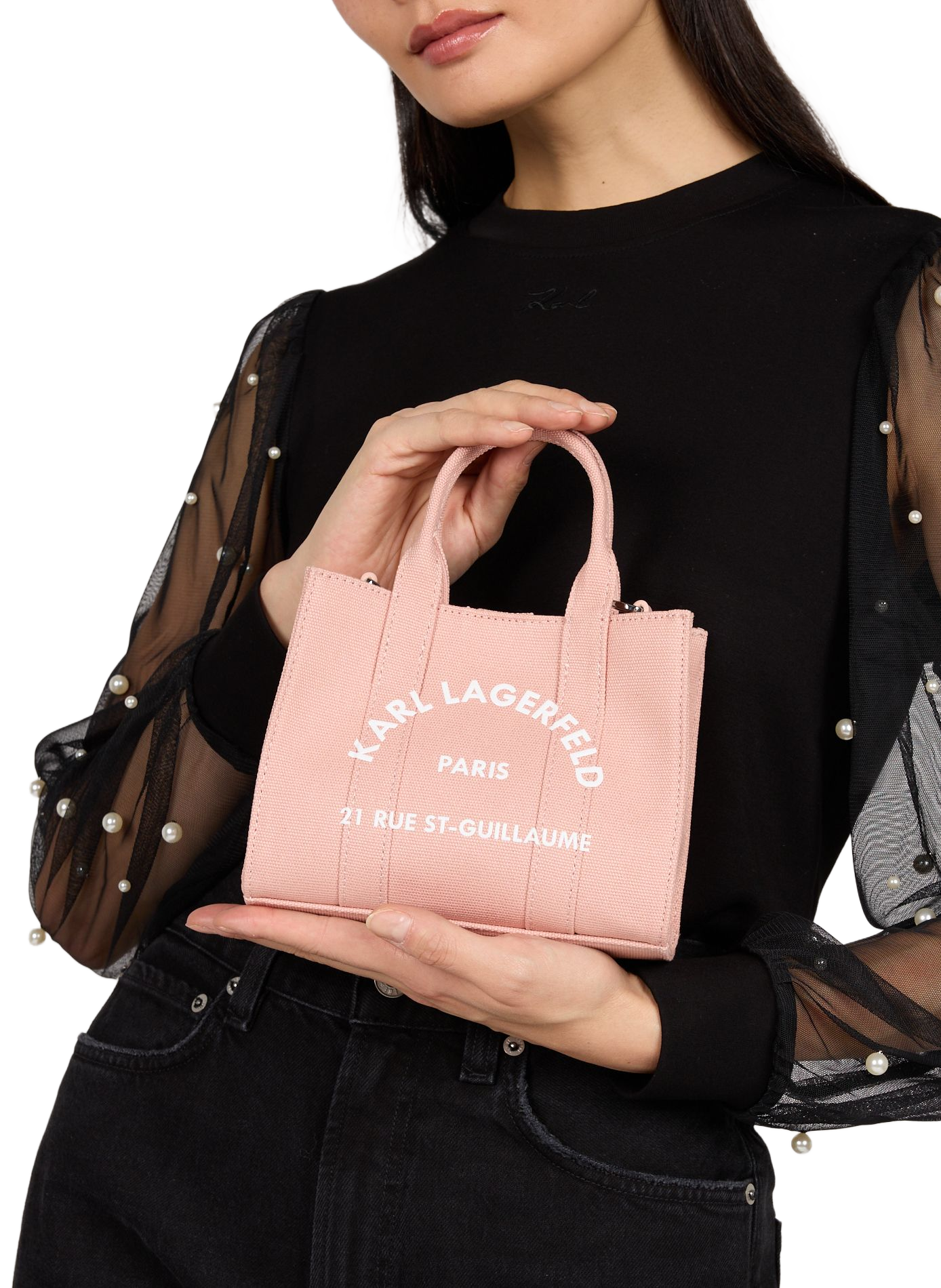 Cotton handbag KARL LAGERFELD Pink