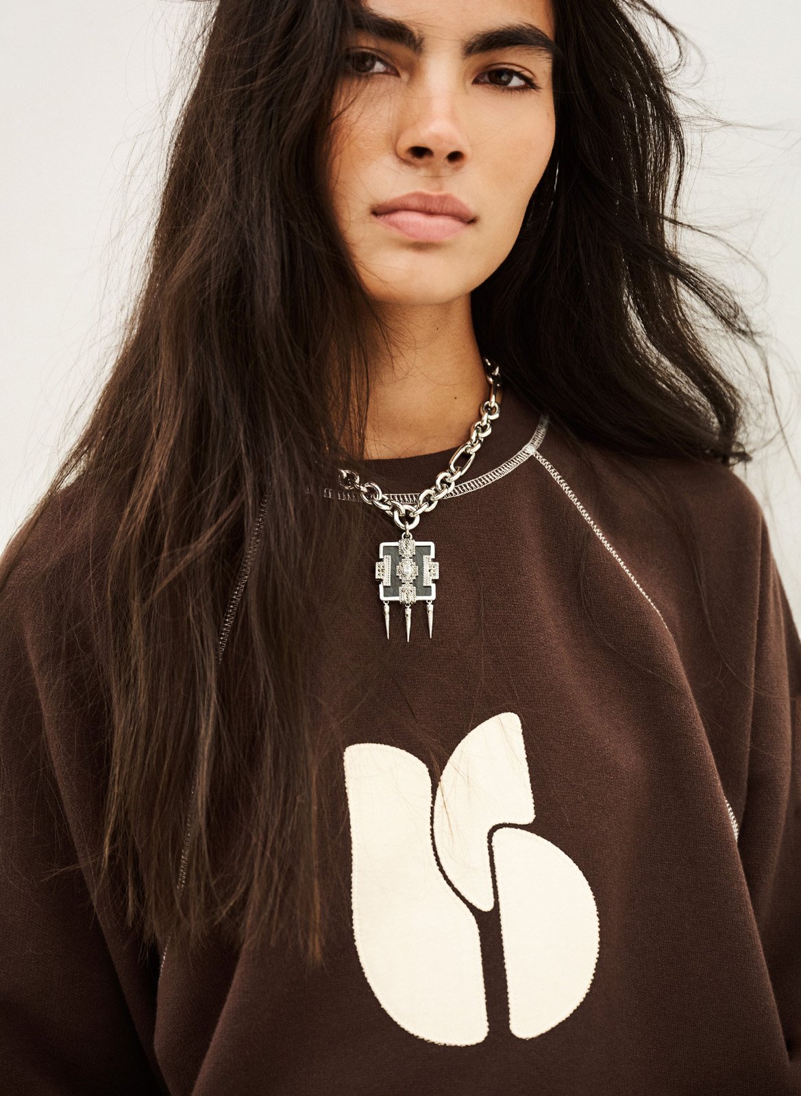 Grote sweater met bedrukt logo in een katoenmix bart BA&SH Bruin