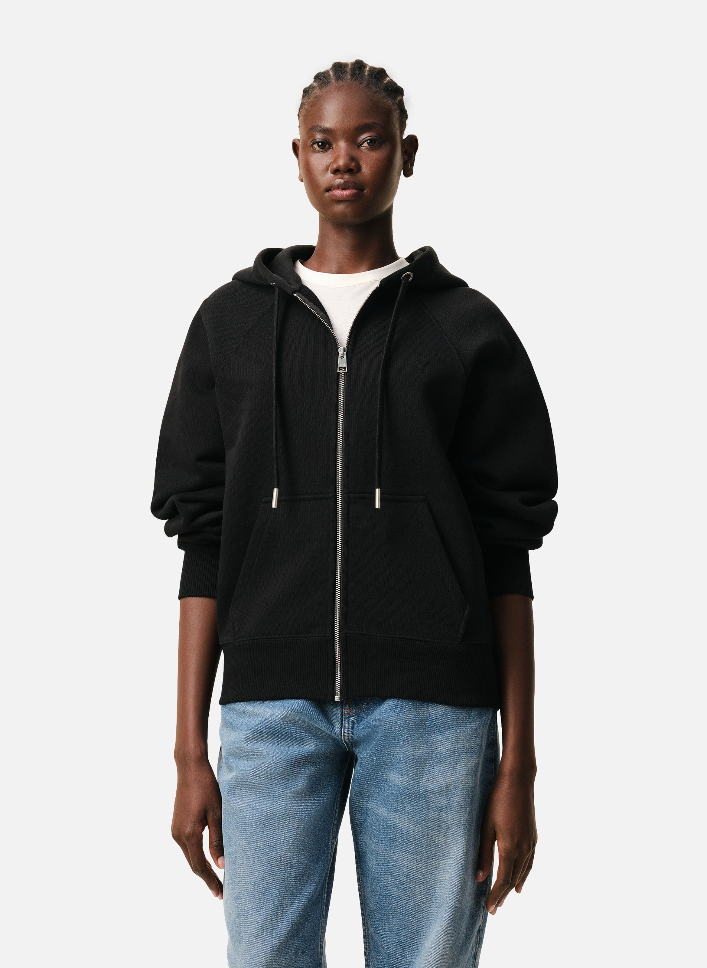 Hoodie zippé ami de coeur en coton unisexe AMI PARIS Noir