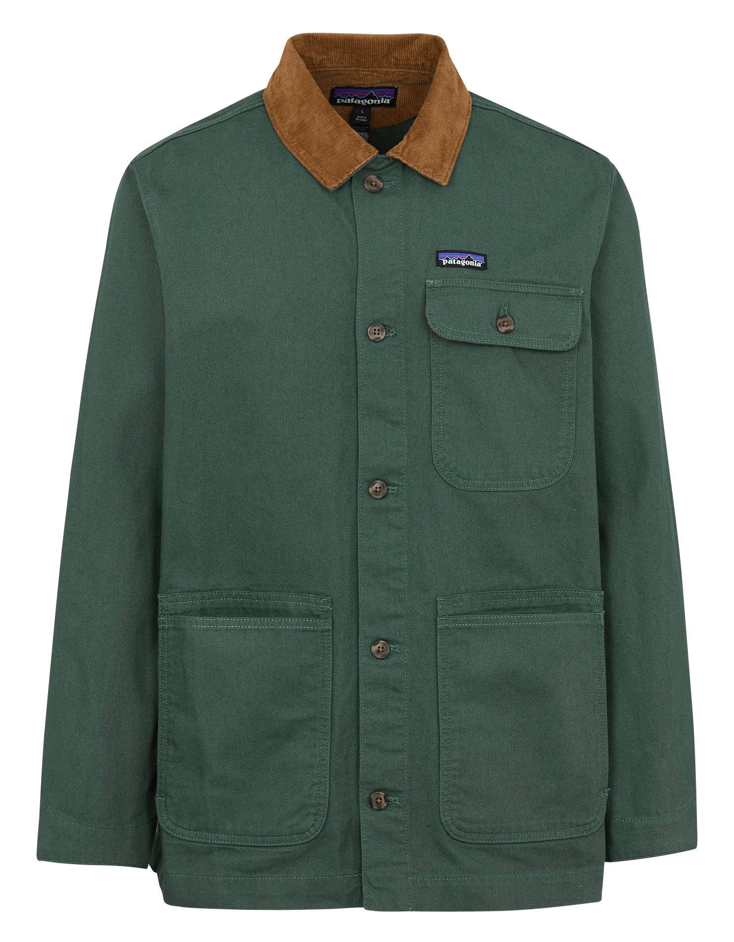 Veste droite col classique en coton bio PATAGONIA Vert