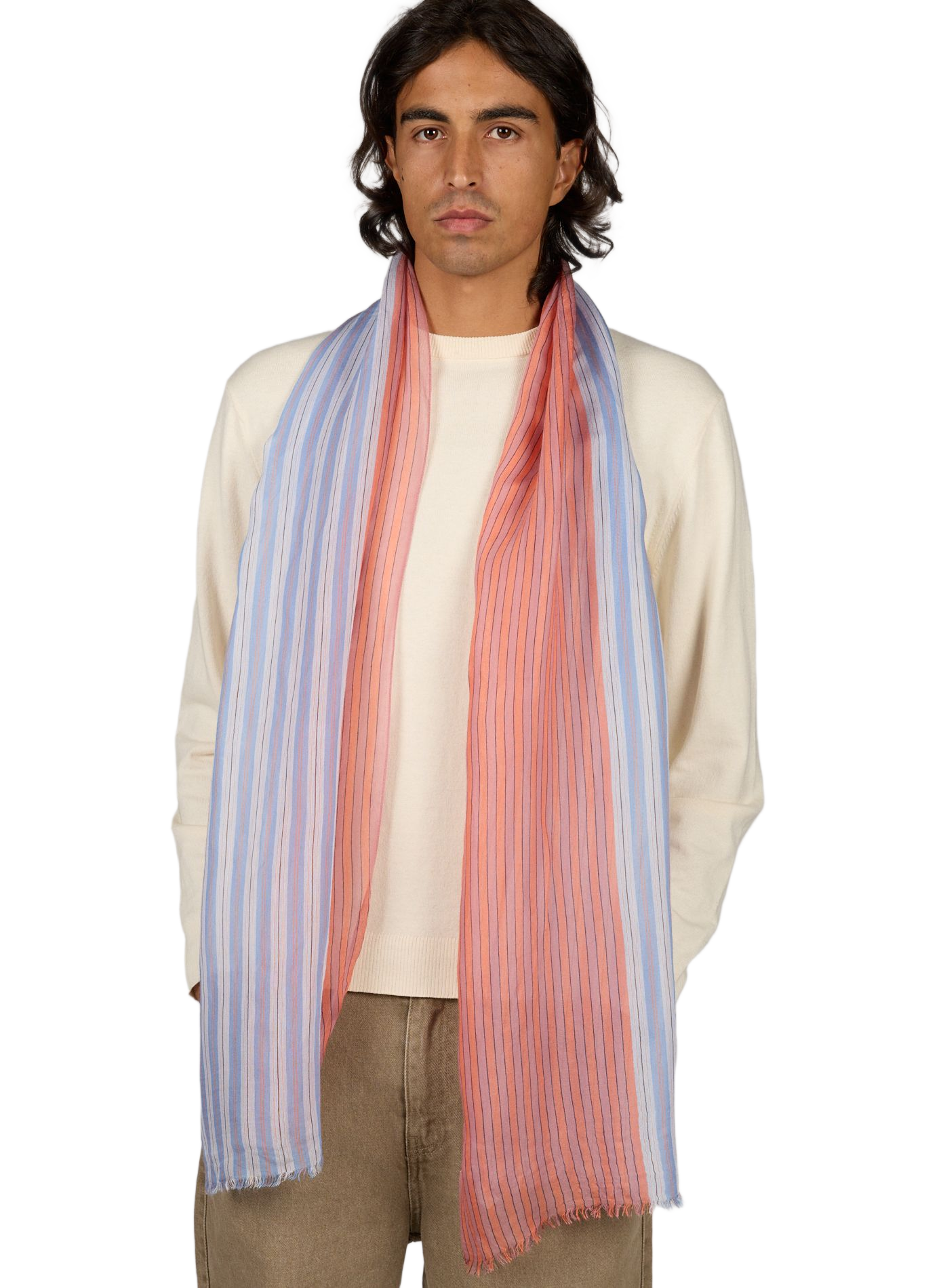 Echarpe à rayures en soie mélangé PAUL SMITH Orange