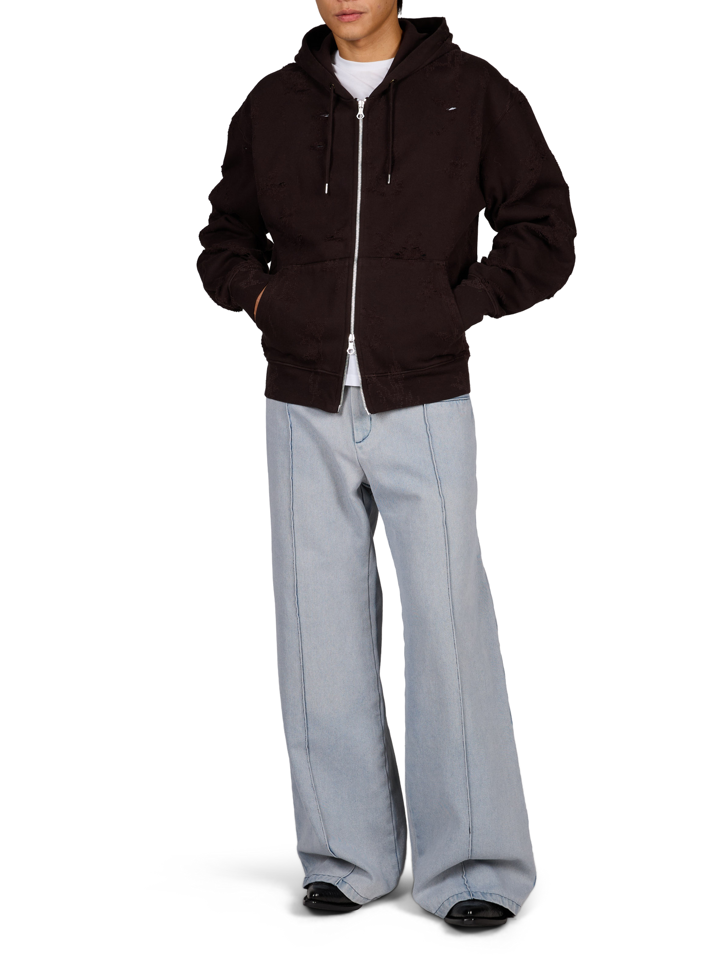 Oversized Hooded Sweatshirt with Cutouts OUR LEGACY Brown