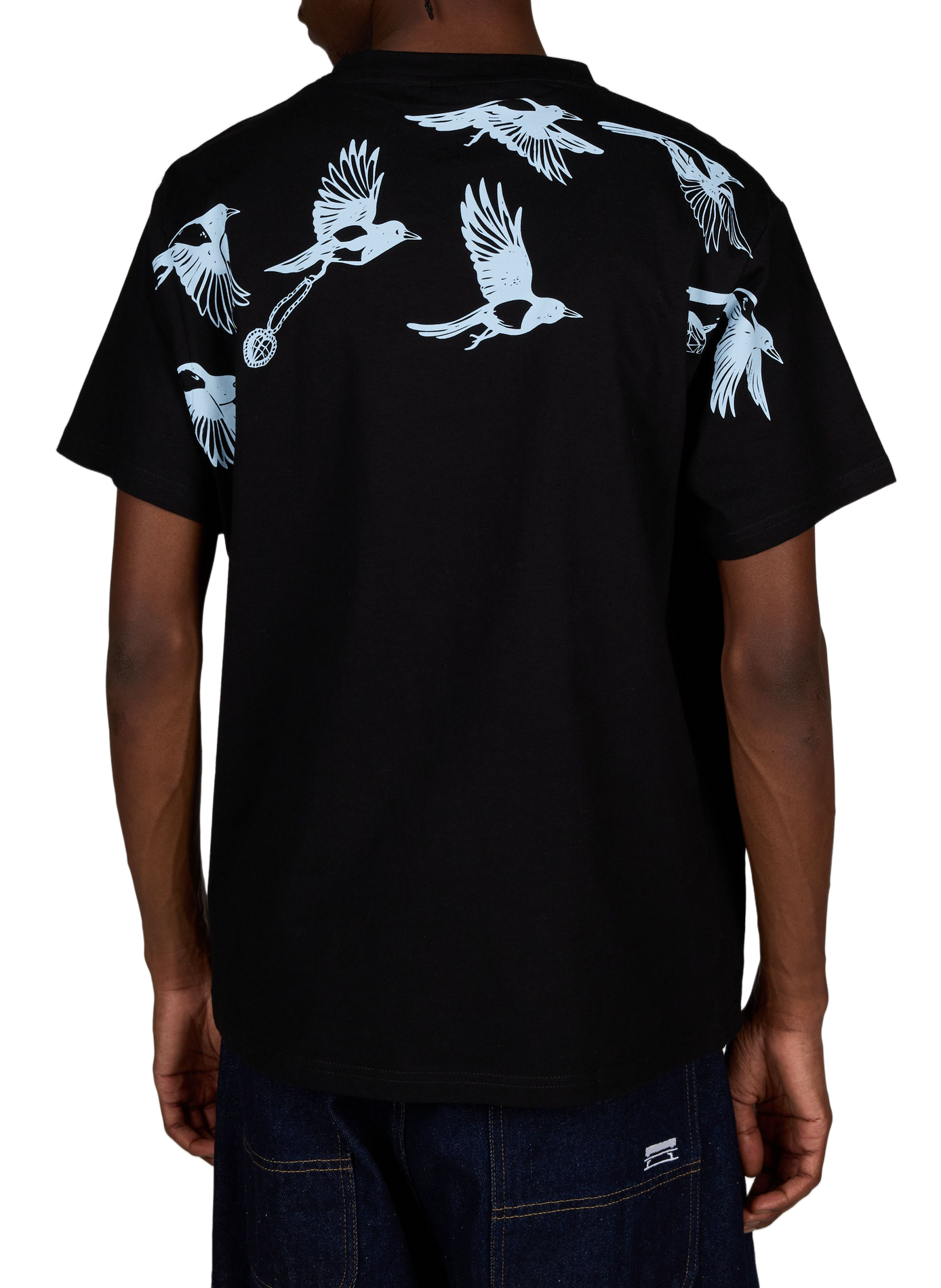 T-shirt droit sérigraphié en coton JACKER. Noir