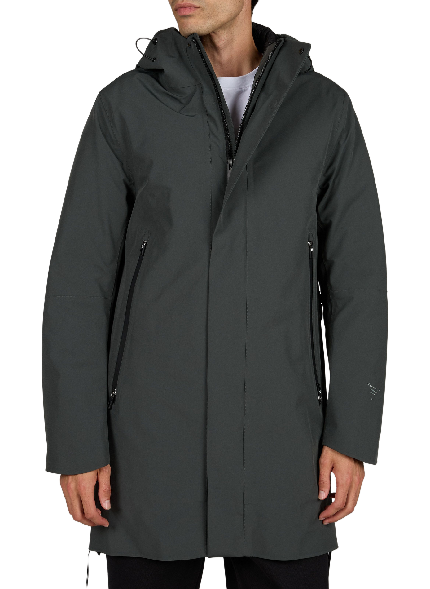 Long straight plain hooded parka KRAKATAU Khaki