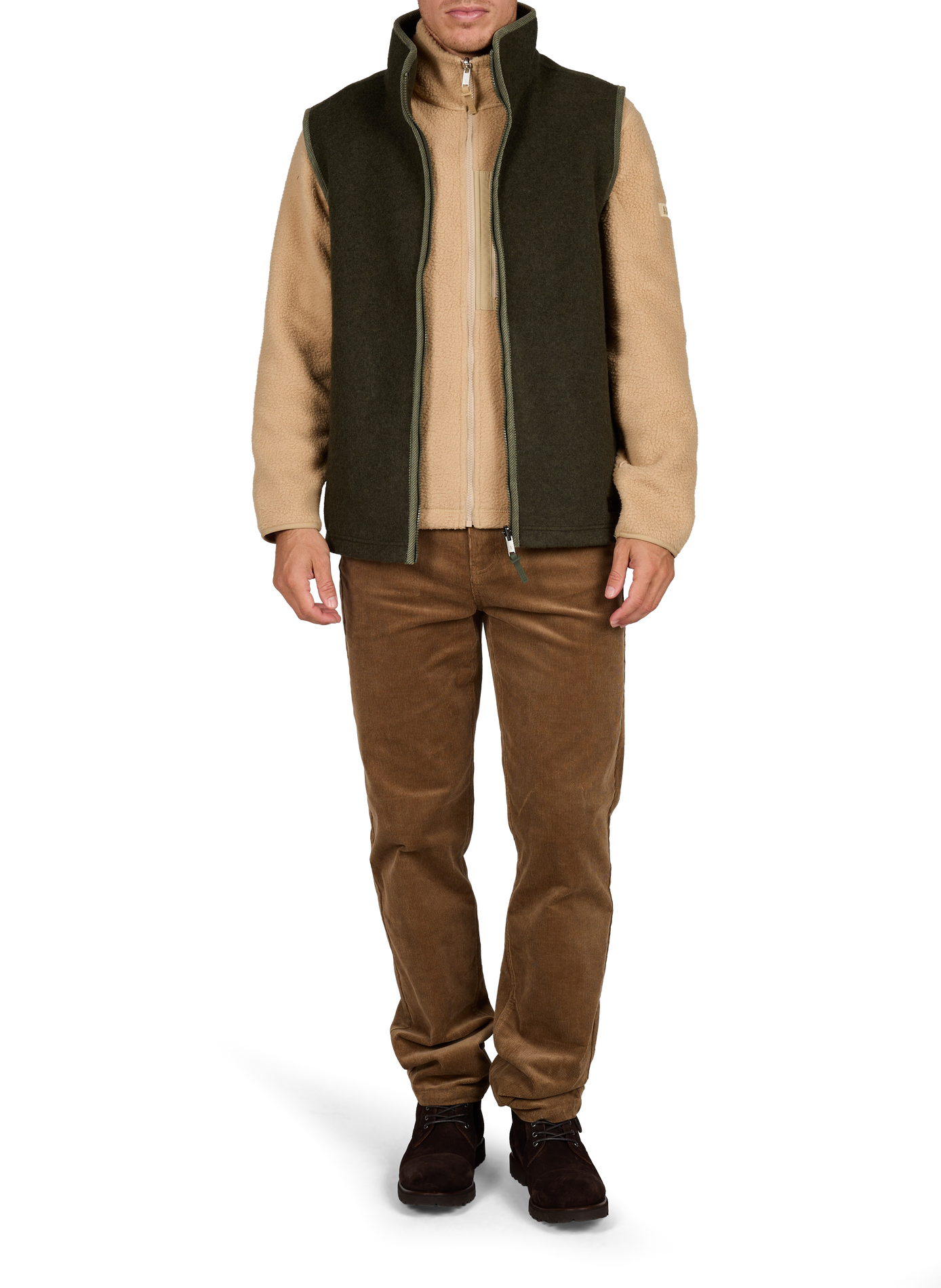 Vest met opstaande kraag van gemengde wol AIGLE Kaki