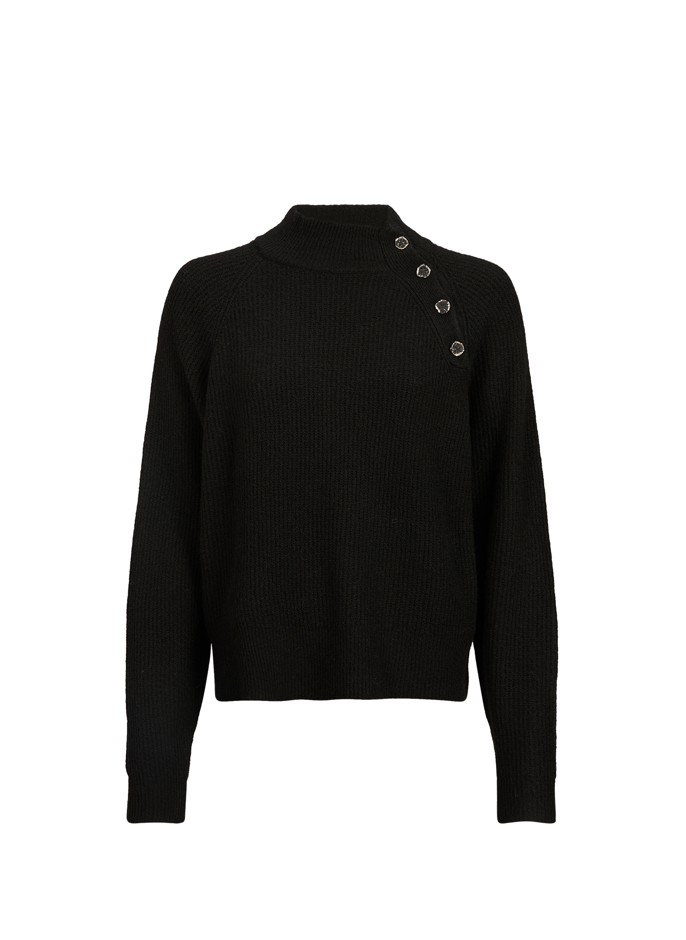 Pull col rond droit à boutons VILA Noir
