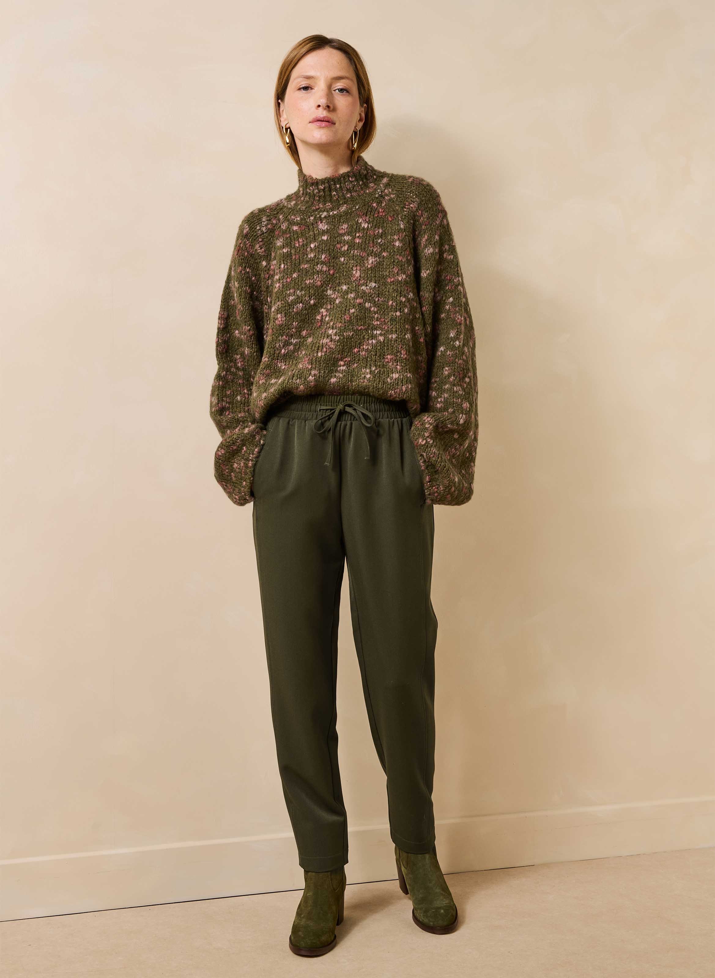 Oversized gebreide trui met opstaande kraag LA FEE MARABOUTEE Groen