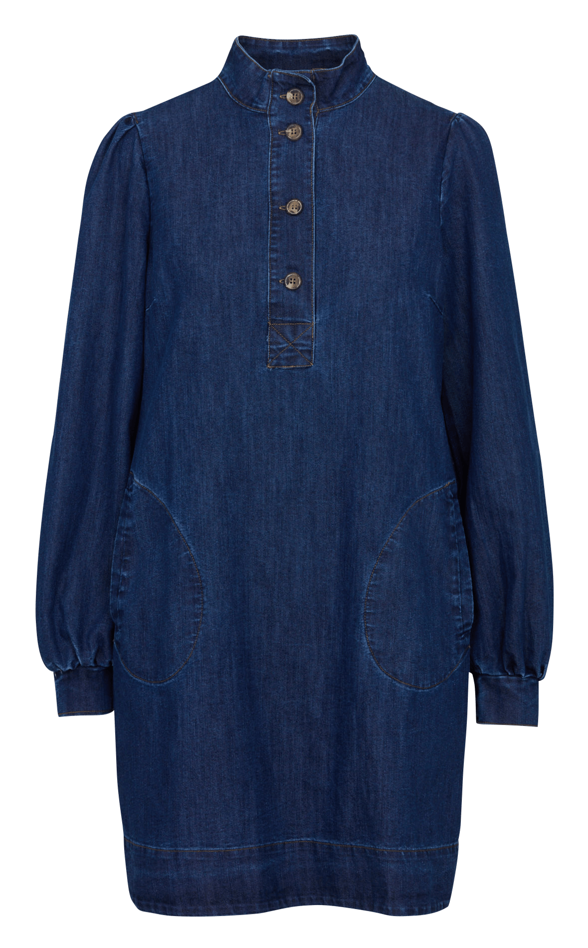 Korte denimjurk met losse pasvorm van katoenmix LA FEE MARABOUTEE Blauw
