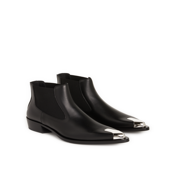Alexander Mcqueen Chelsea Punk Leather Boots In Black