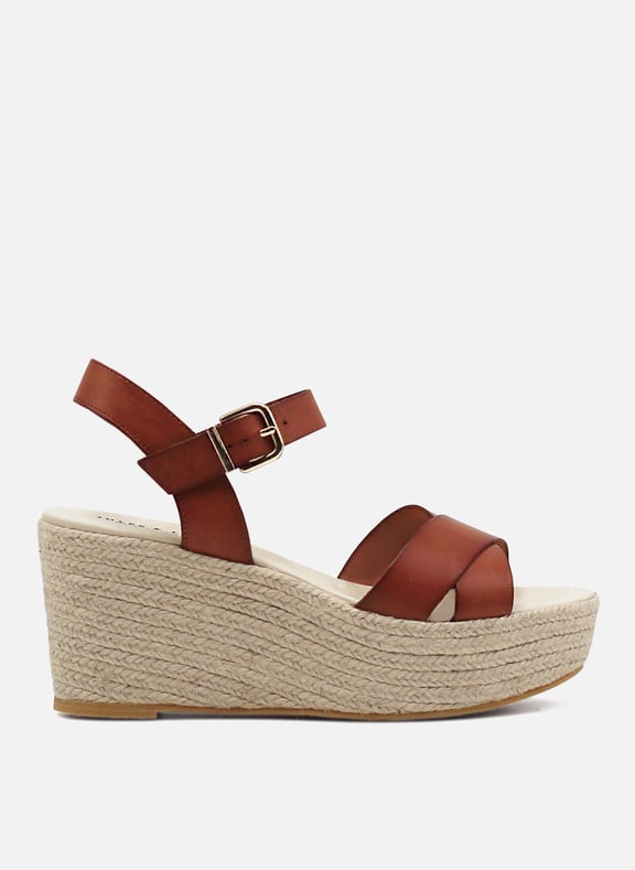 Sandales compensées cuir tannage végétal Marron by JULES & JENN JULES & JENN Sandales compensées cuir tannage végétal Marron