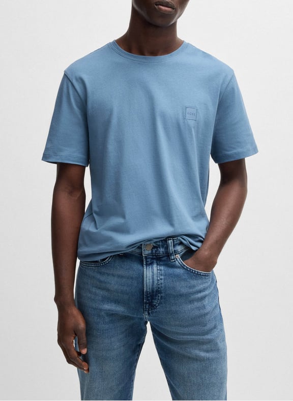 Tee-shirt à manches courtes col rond en coton Bleu by BOSS BOSS Tee-shirt à manches courtes col rond en coton Bleu