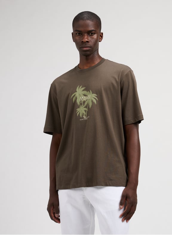 Printed T-shirt Brown by ARMANI EXCHANGE ARMANI EXCHANGE Printed T-shirt Brown