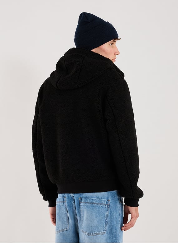 Oversized fleece hooded jacket | Black by BOMBERS ORIGINAL Oversized fleece hooded jacket Black