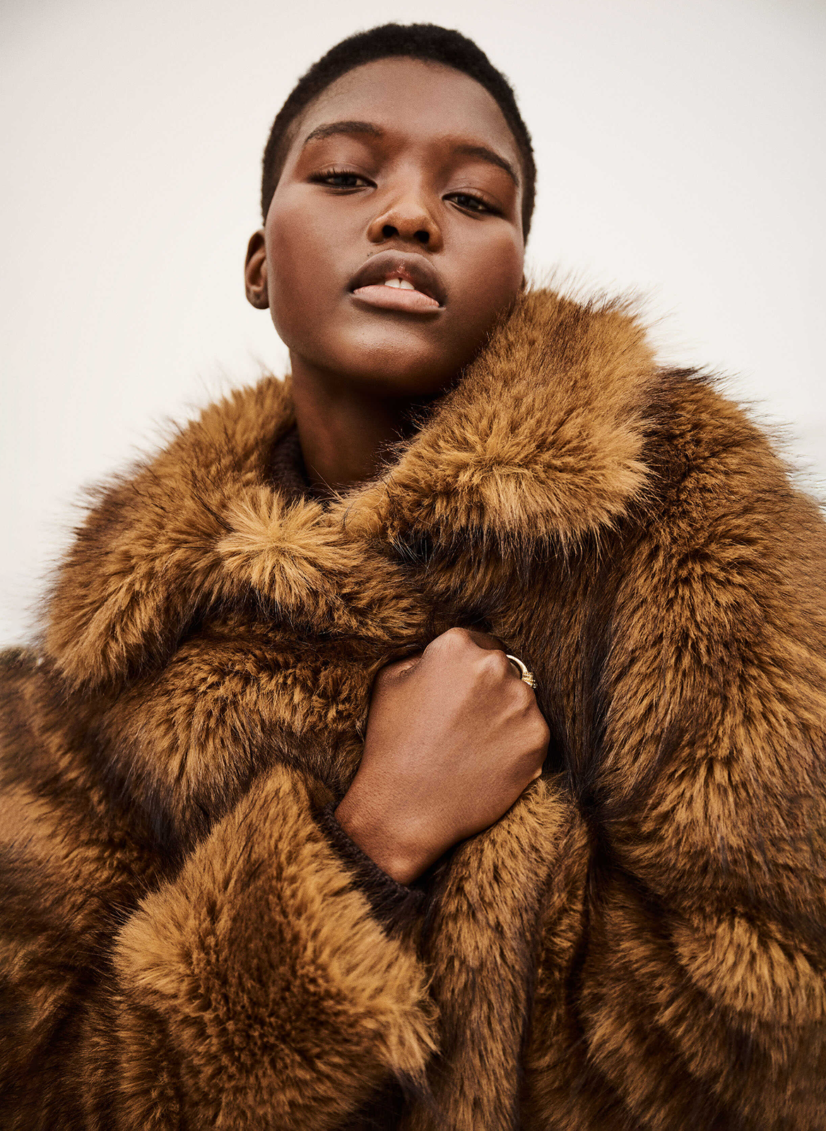 Manteau droit en fourrure synthétique lestor BA&SH Beige