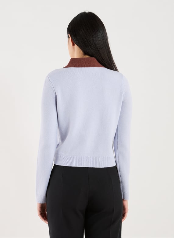 Top col classique en laine et laine d'alpaga mélangées | Bleu by SELF PORTRAIT Top col classique en laine et laine d'alpaga mélangées Bleu