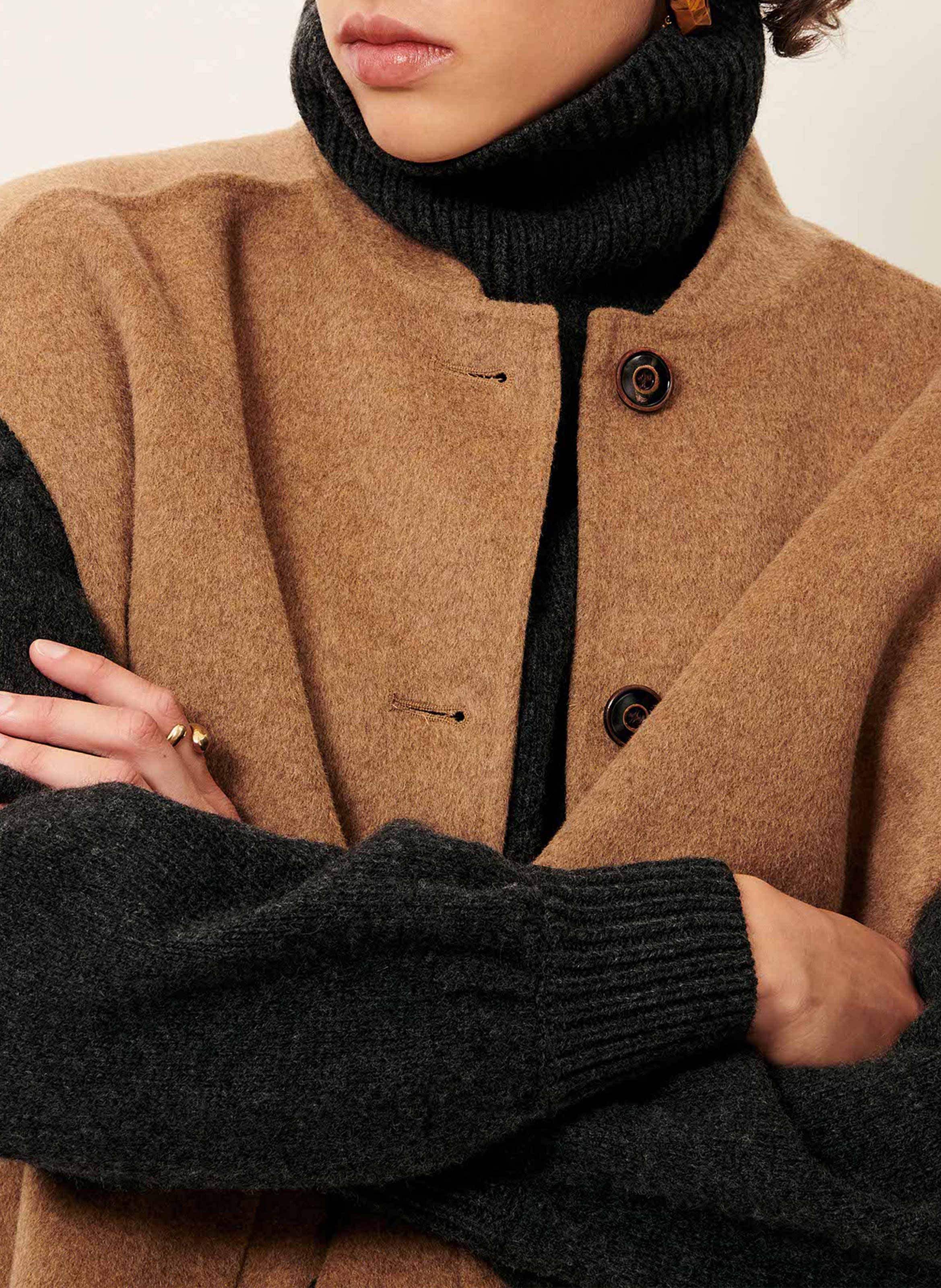 Veste oversize en laine mélangée parkless SESSUN Beige