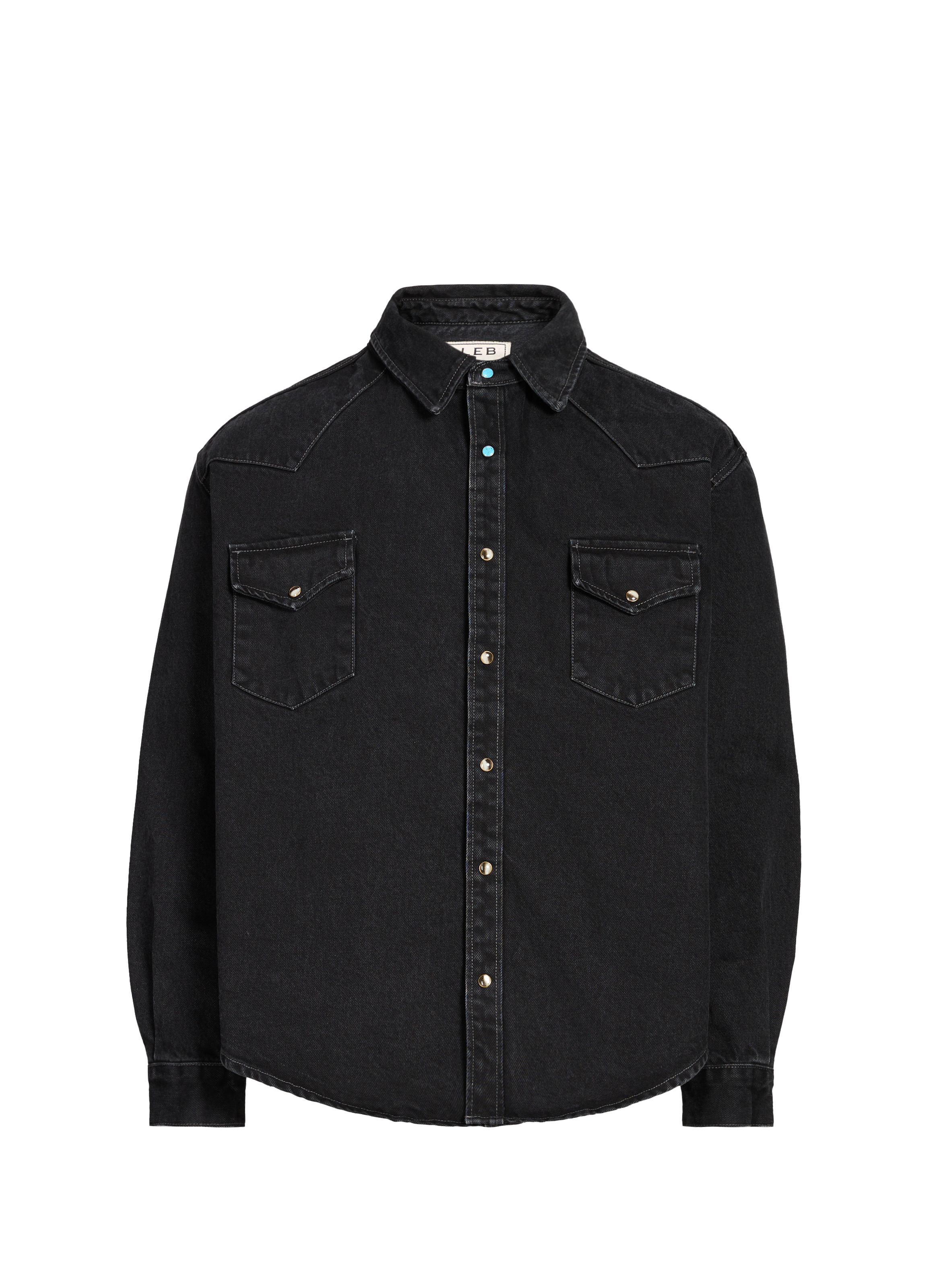 Oversized cotton shirt with patterns CALEB Black