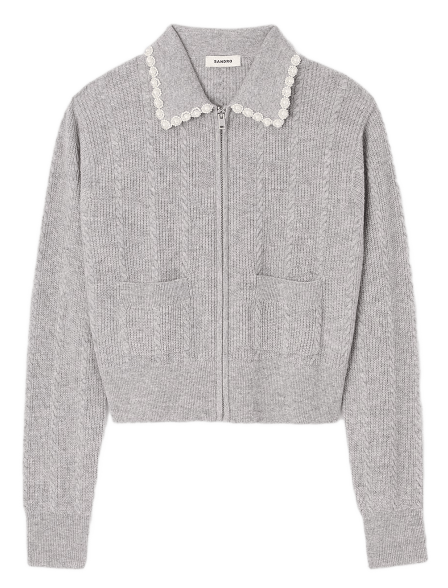 Gilet col classique en laine mélangée SANDRO Gris