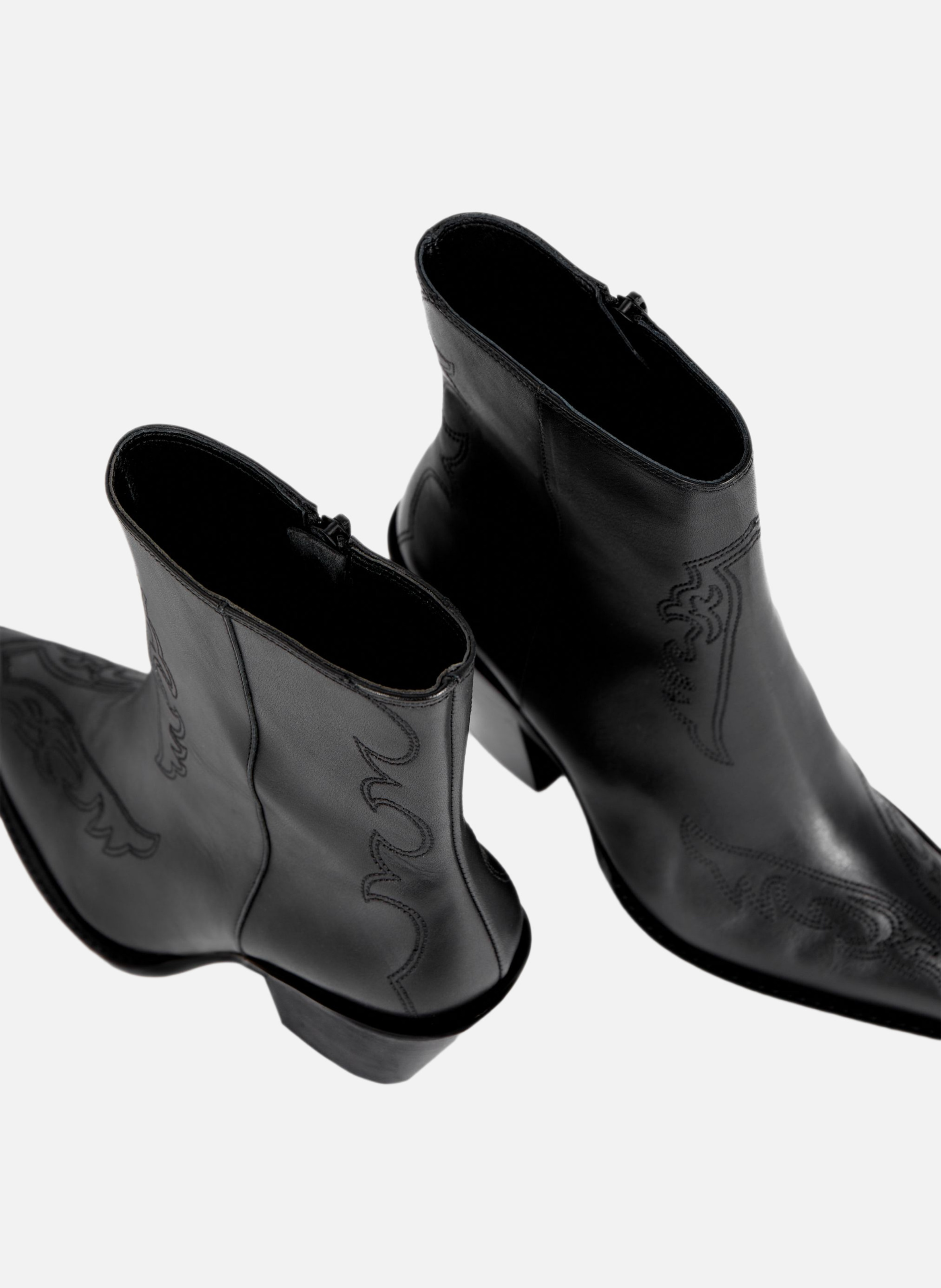 Bottines à talons en cuir avec broderies THE KOOPLES Noir