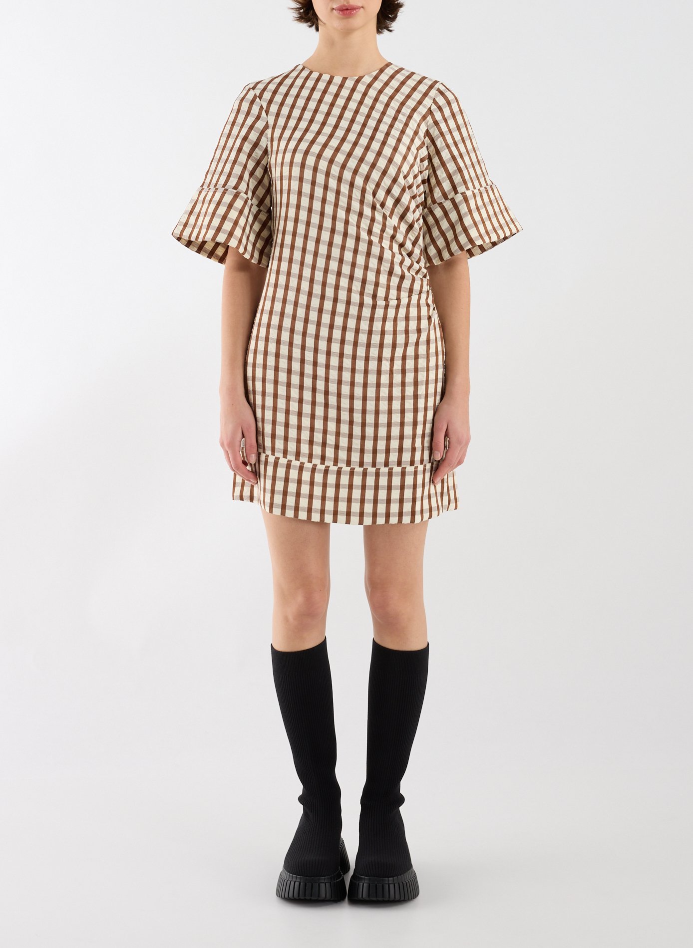 Robe courte à carreaux  TOPSHOP Marron