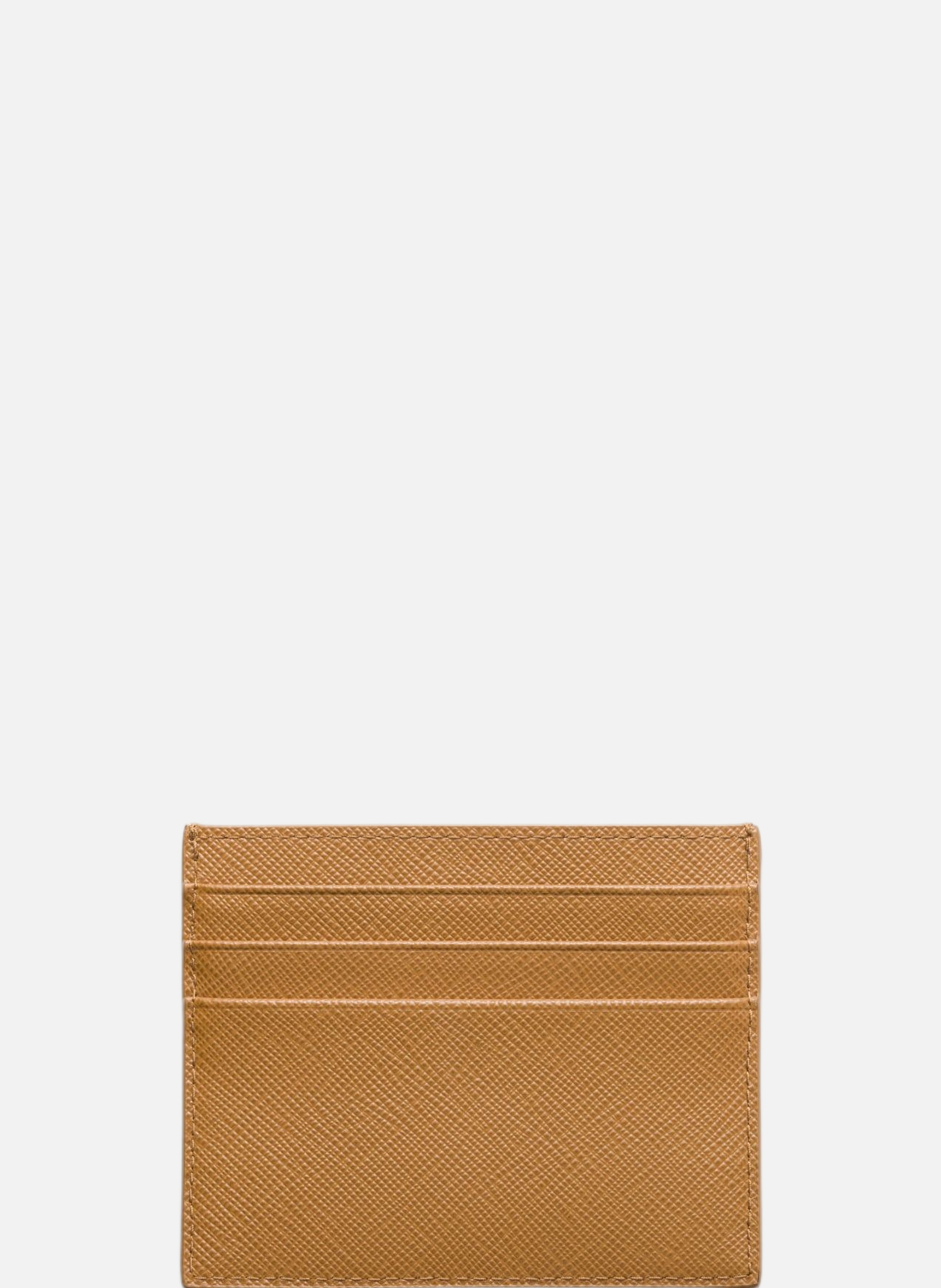 Porte-cartes en cuir saffiano PRADA Marron