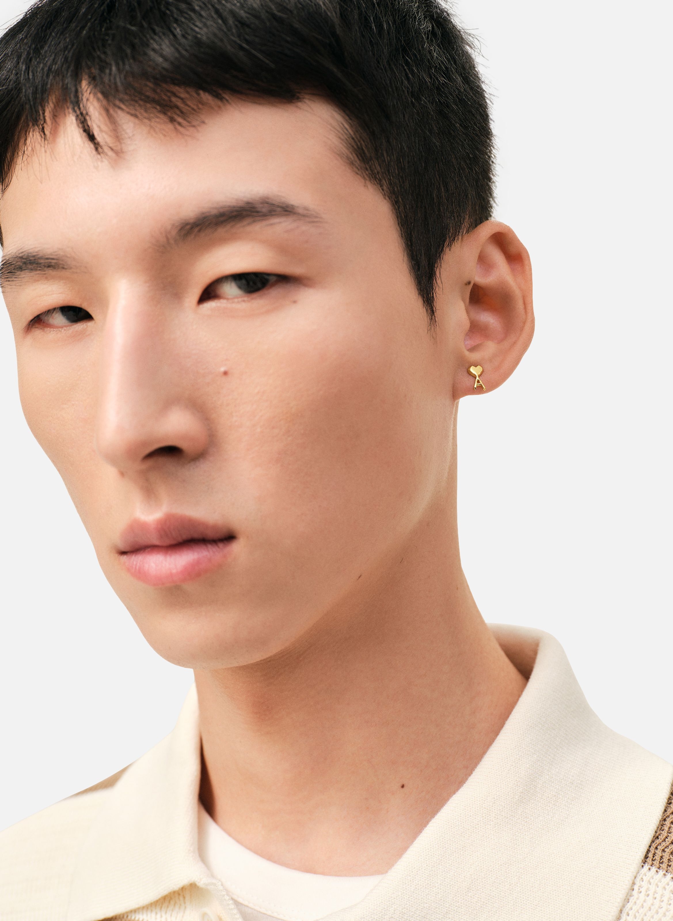 Boucles d'oreilles dorées argentées ami de coeur unisexes en laiton AMI PARIS Jaune