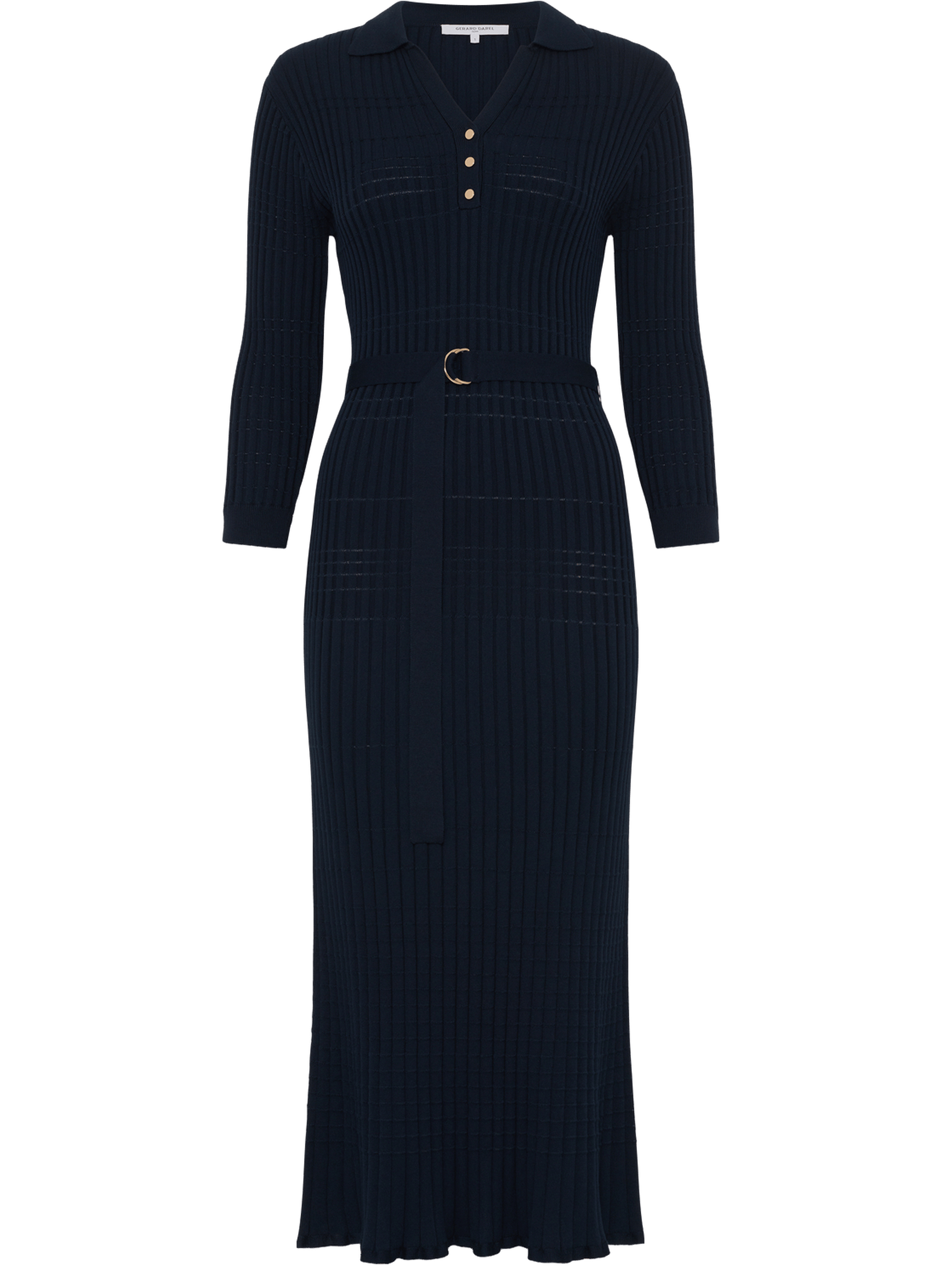 Robe longue en maille à col polo - rihamie GERARD DAREL Bleu