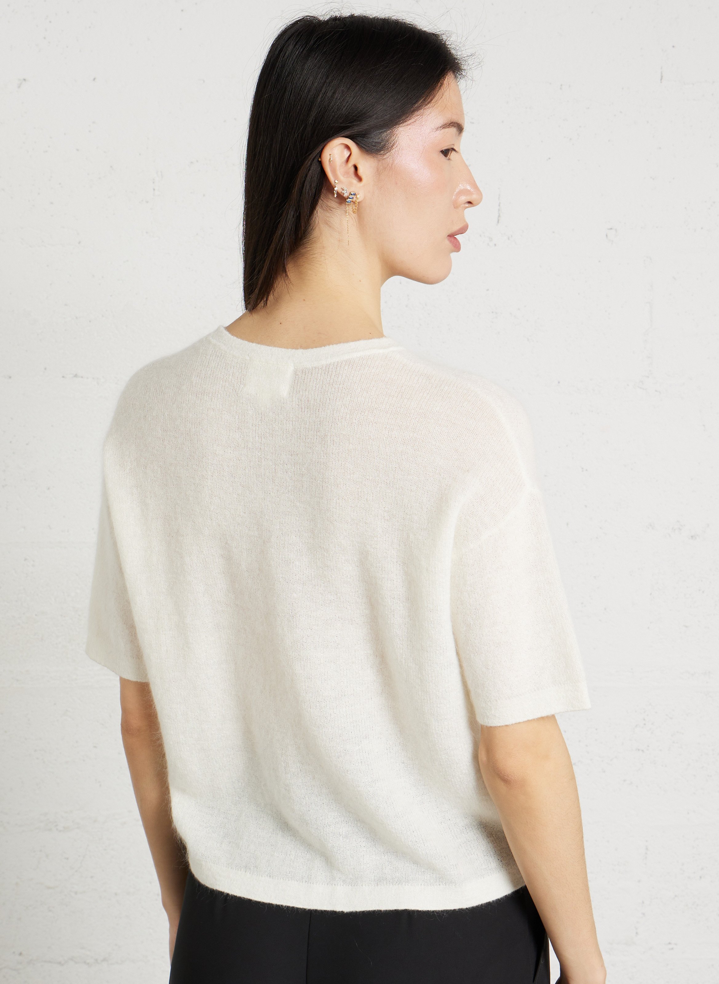 Pull col rond en mohair mélangé paolo bis MAISON 123 Blanc