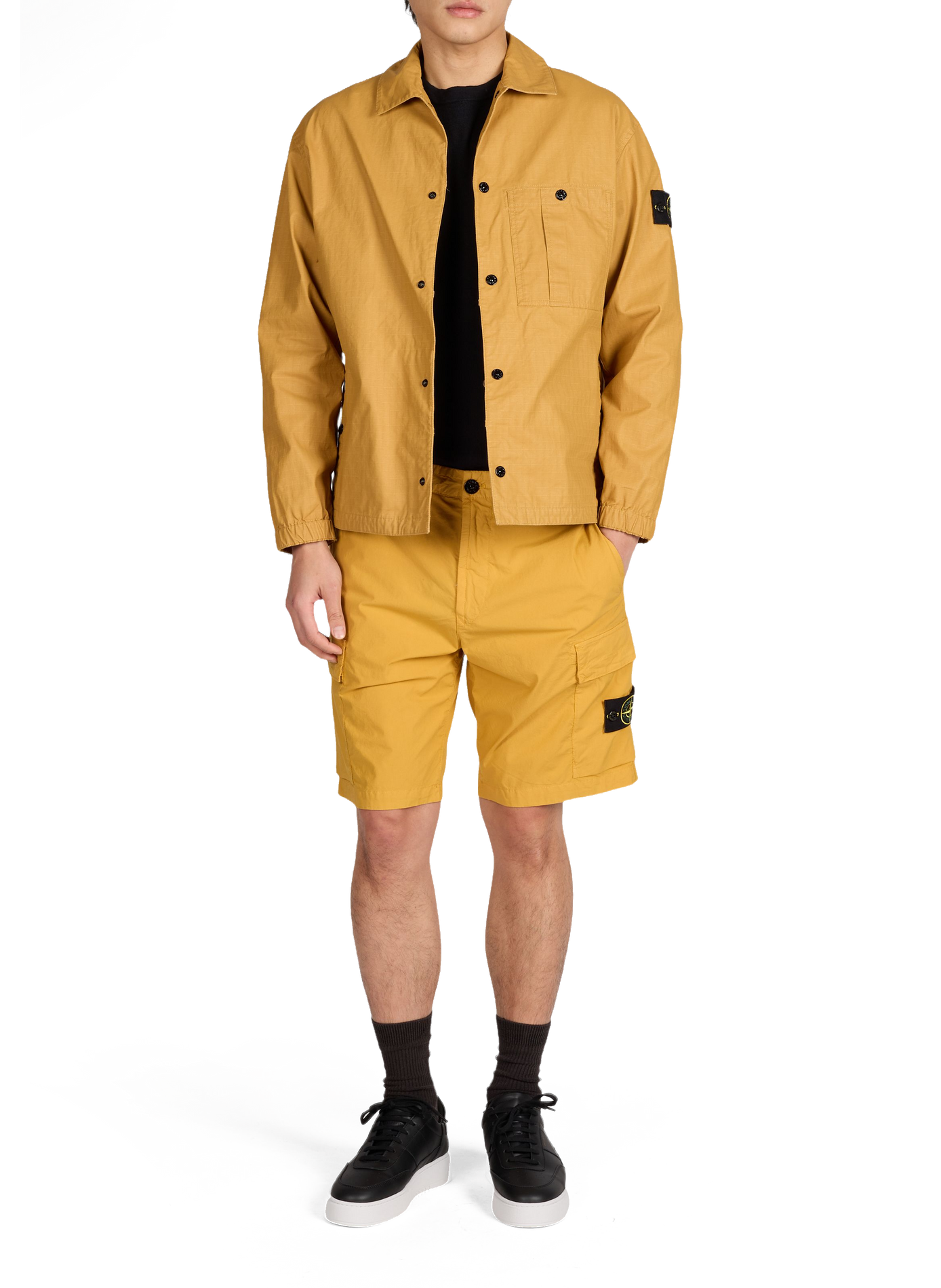 Straight overshirt with classic collar in cotton STONE ISLAND Yellow
