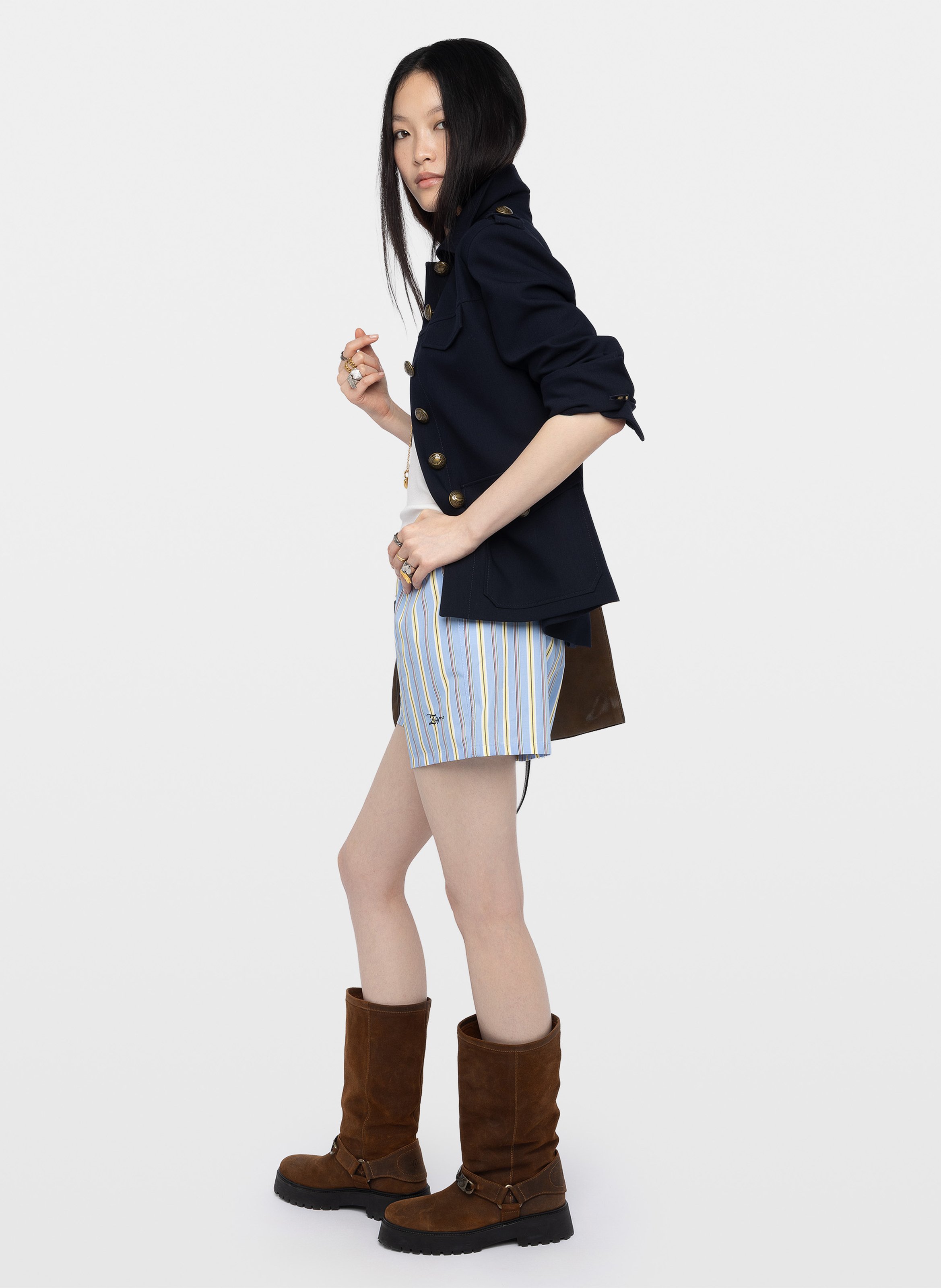 Short droit rayé en coton Pax ZADIG&VOLTAIRE Bleu