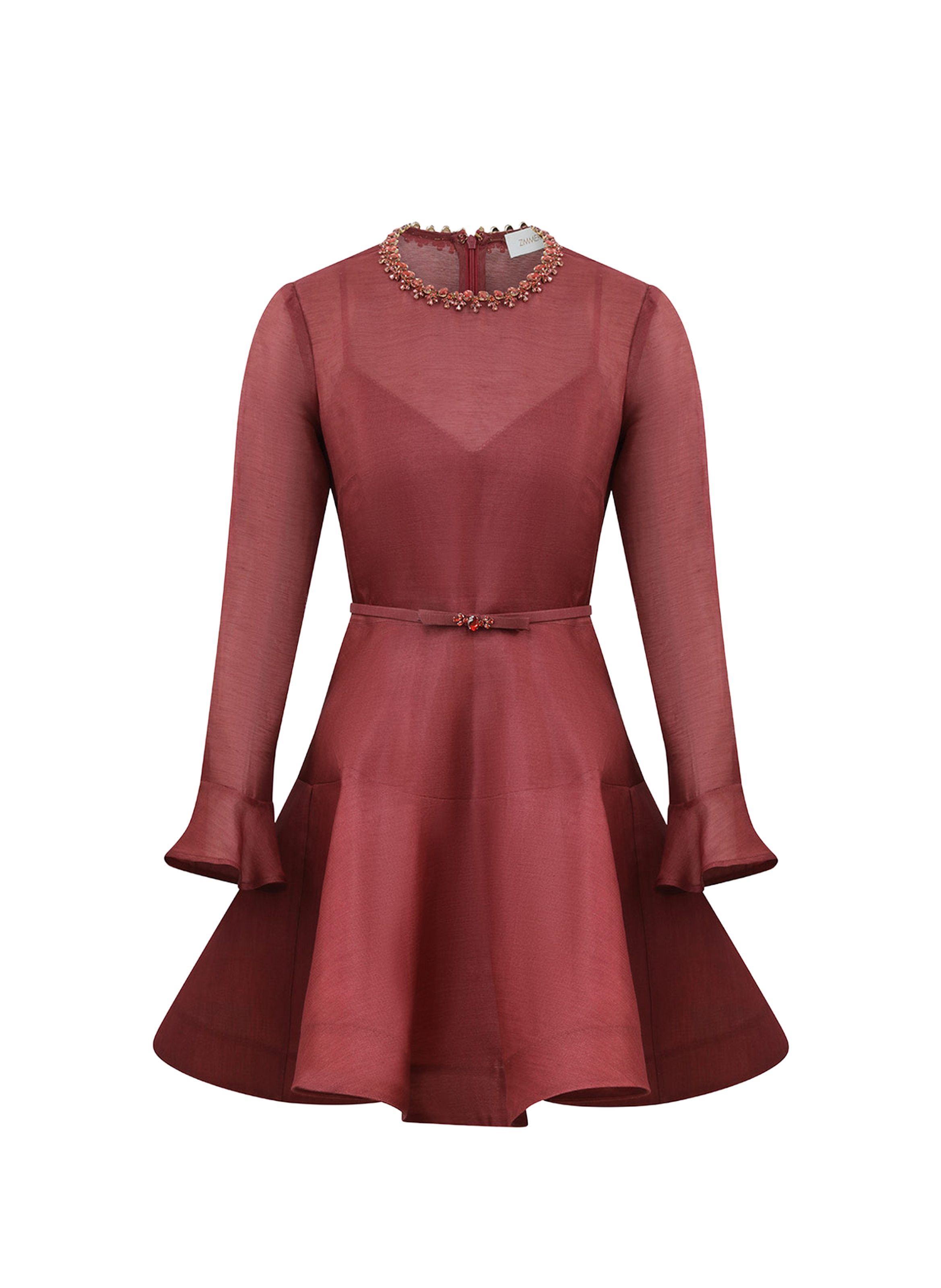 Mini vestido péplum Alchemy de lino y seda ZIMMERMANN Rojo