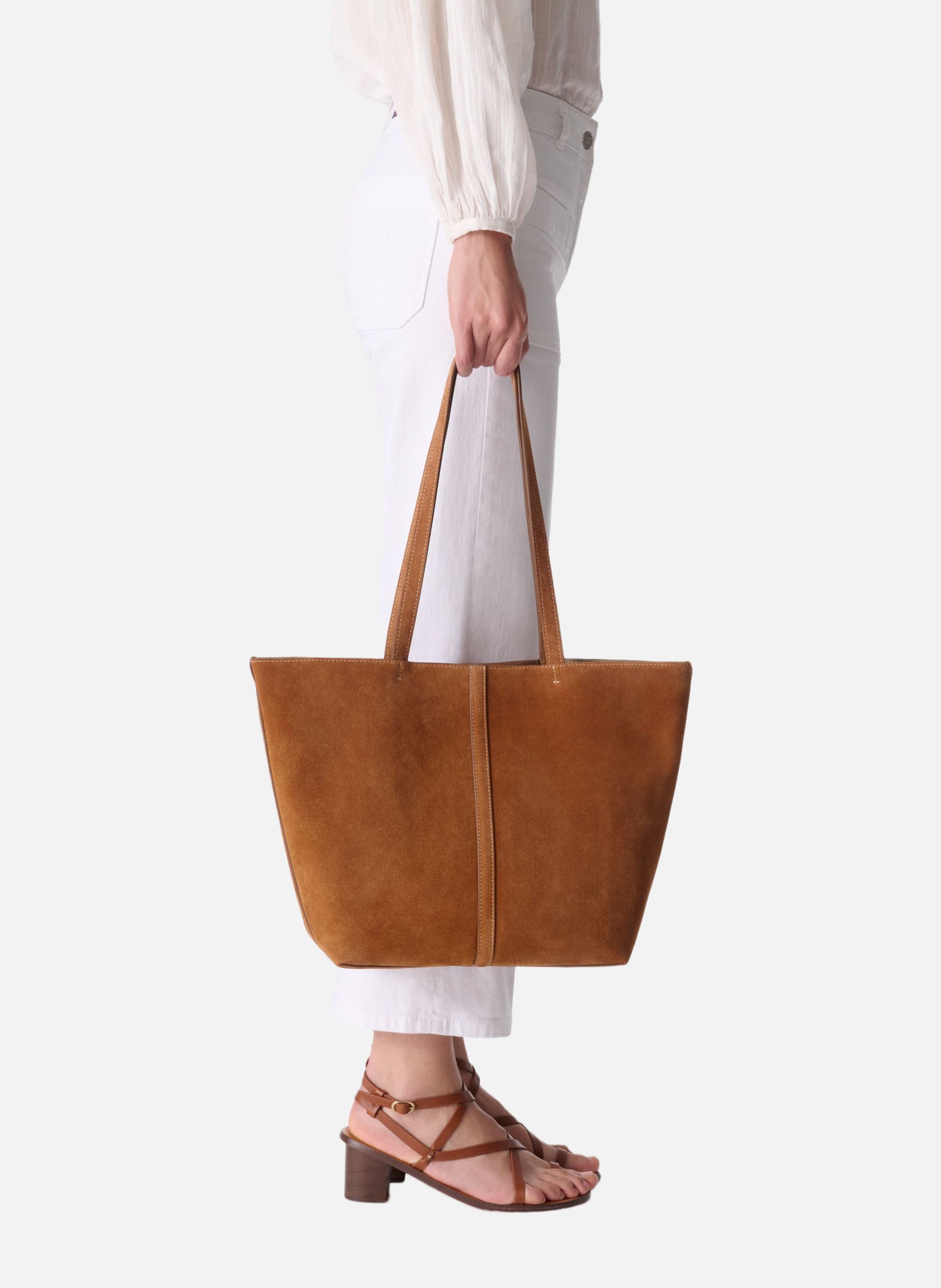 Petit cabas daily en cuir velours VANESSA BRUNO Marron