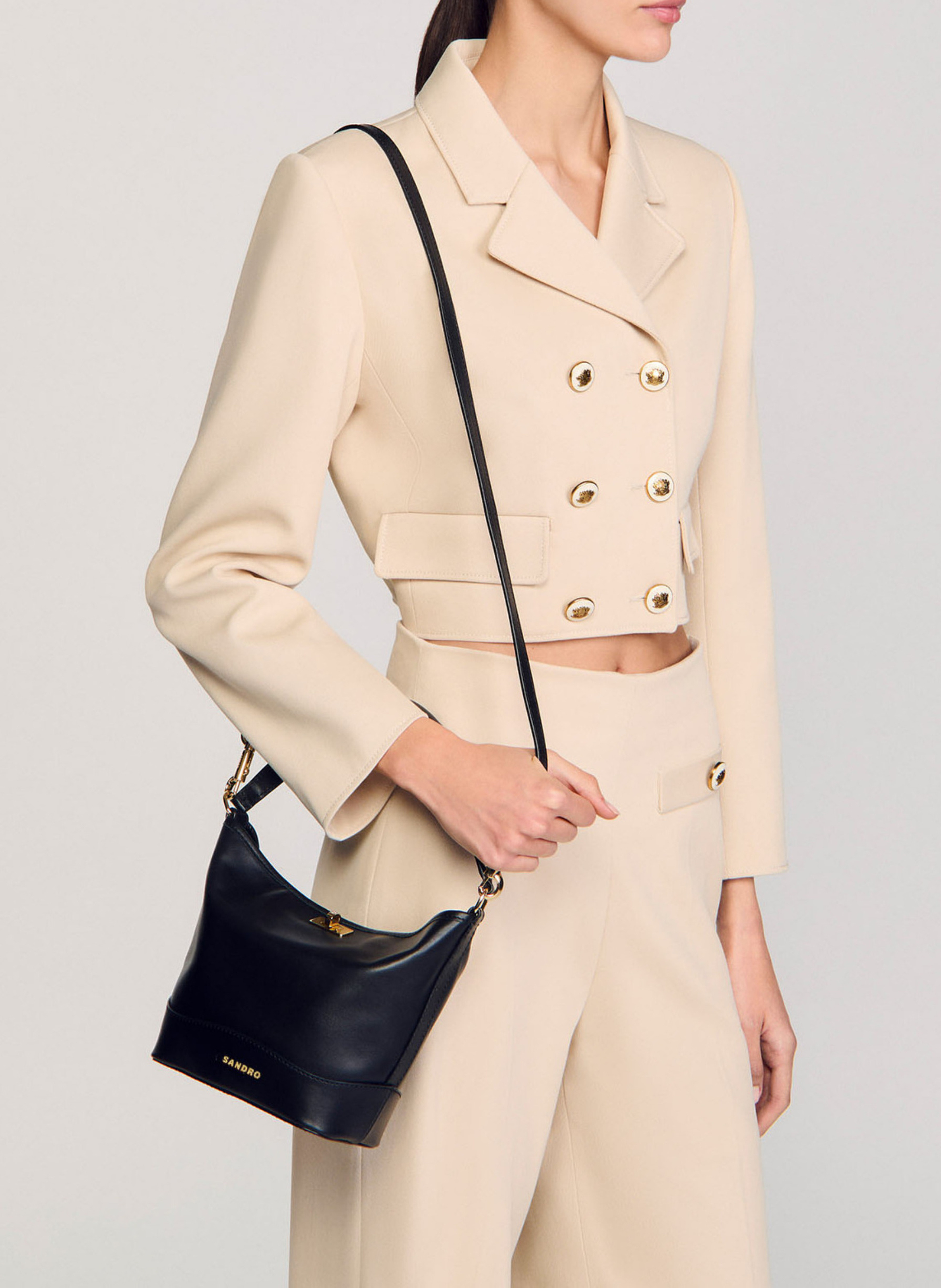 Petit sac seau bandoulière en cuir tangoso Noir