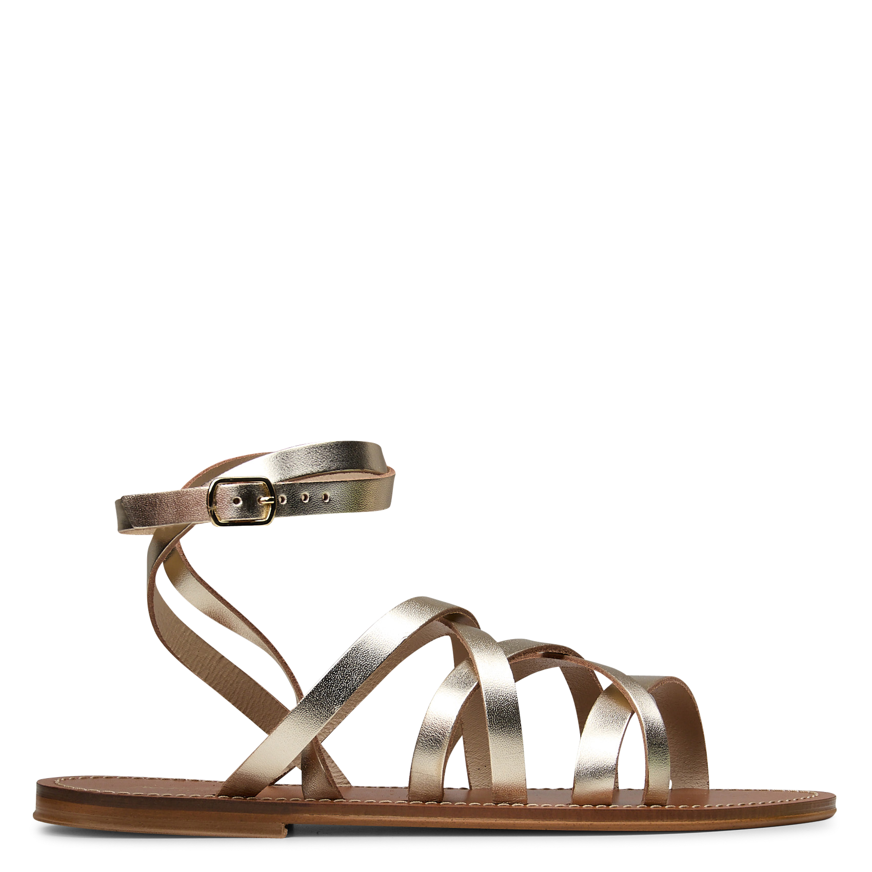 Sandales plates en cuir métallisé sacha MAISON 123 Doré