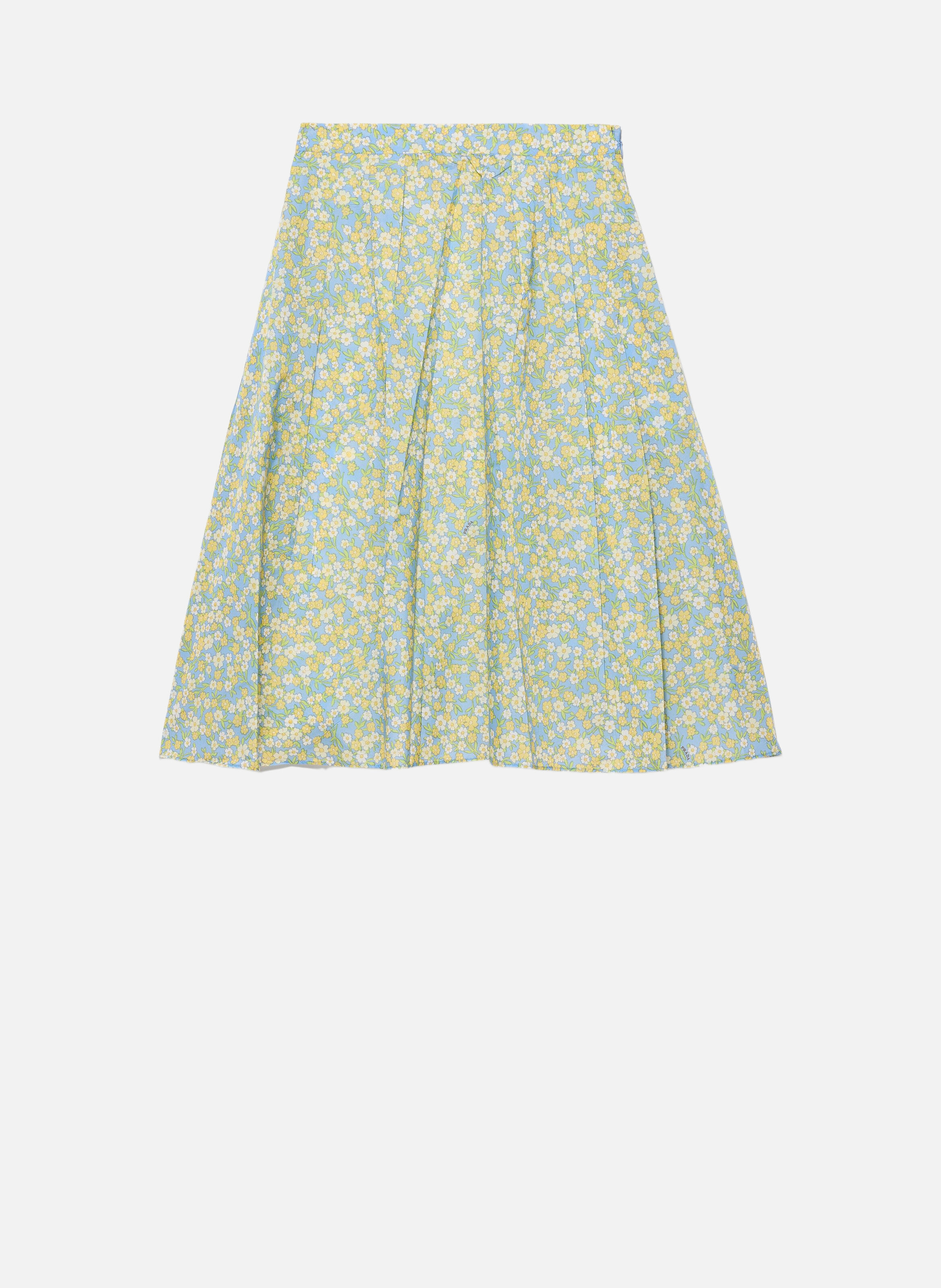 Jupe en re-nylon à imprimé floral intégral PRADA Jaune