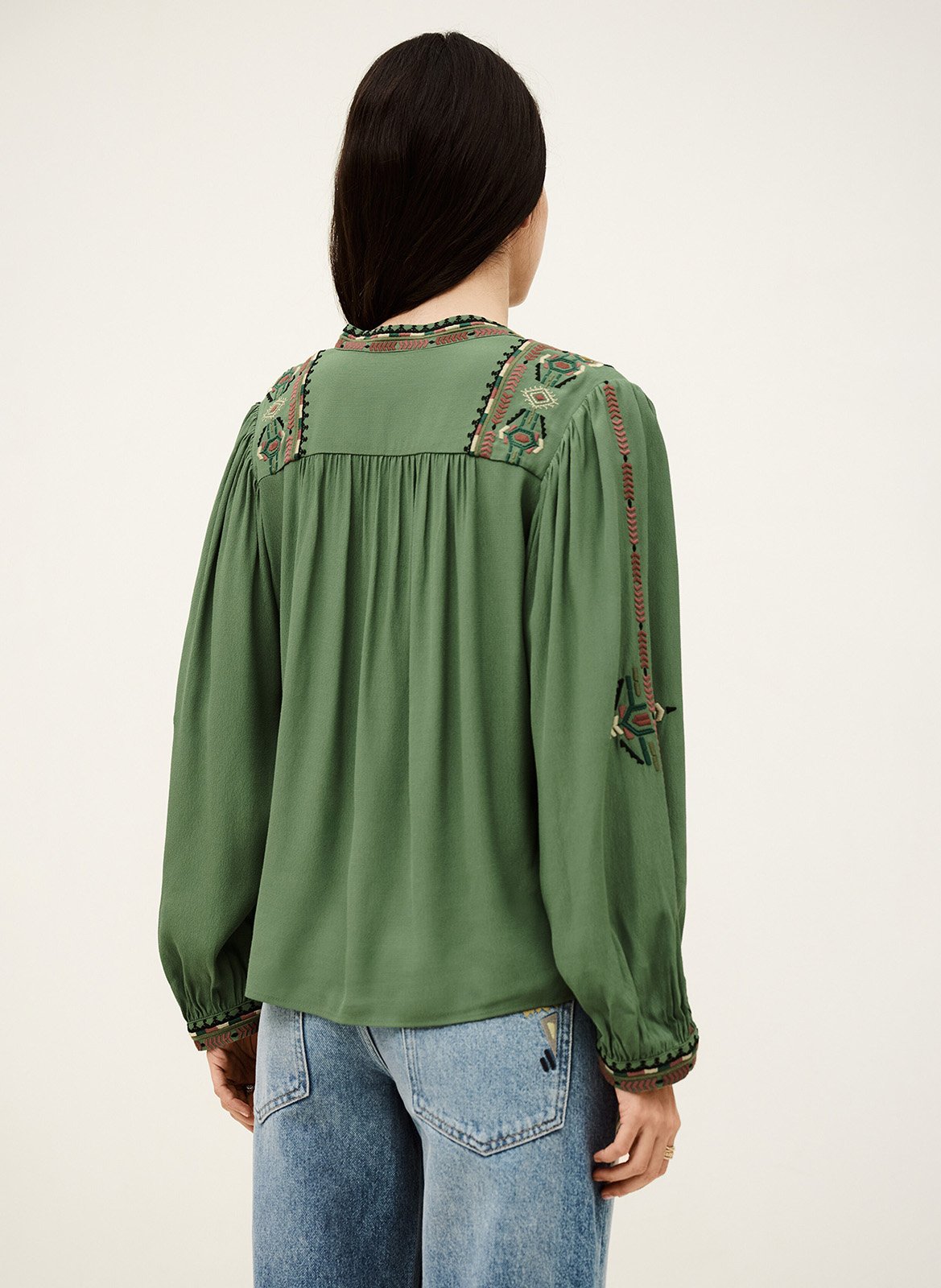 Blouse ample brodée tilt BA&SH Vert