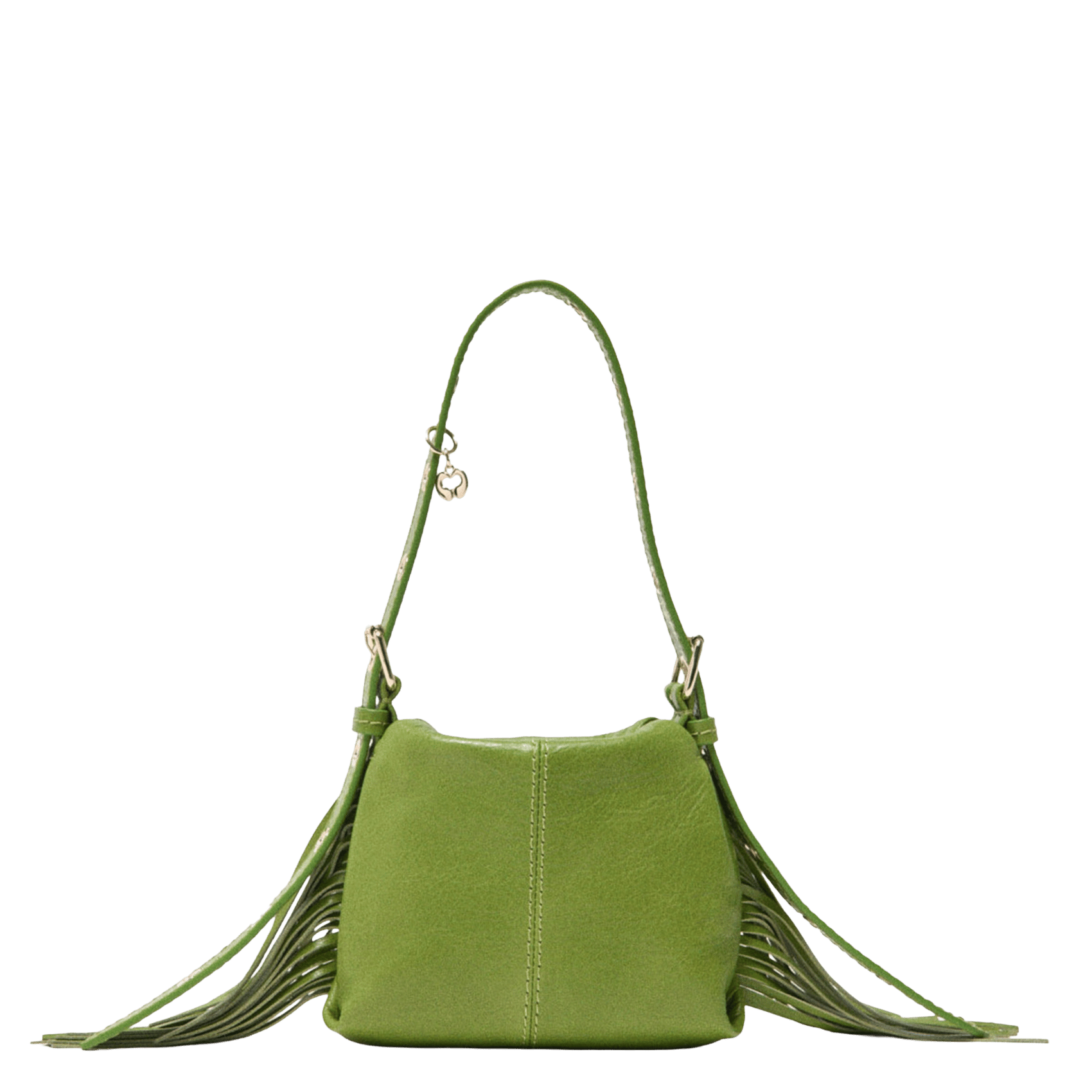 Sac bandoulière à franges en cuir miss m MAJE Vert