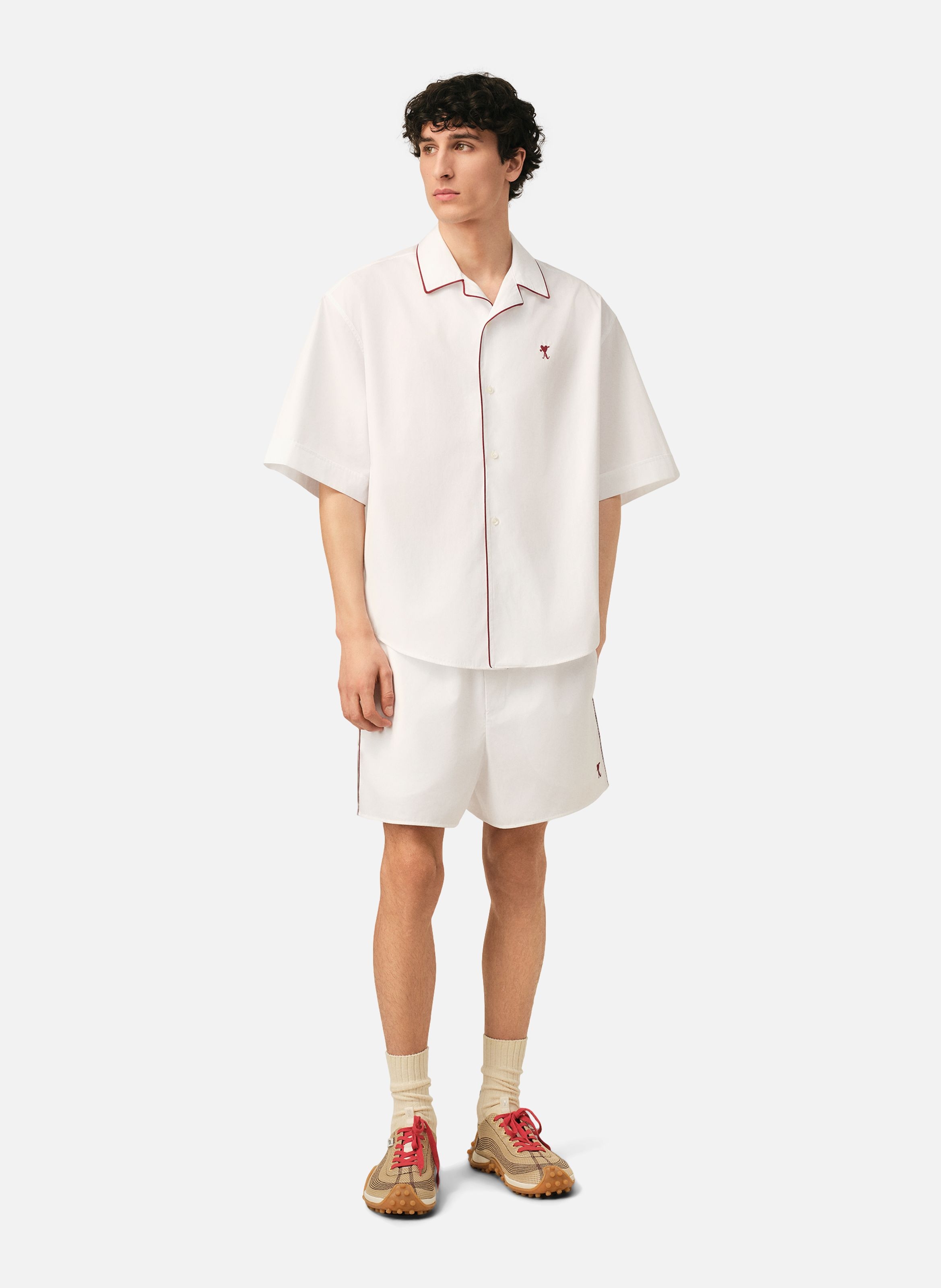 Chemise manches courtes ami de coeur flèche unisexe en coton AMI PARIS Blanc