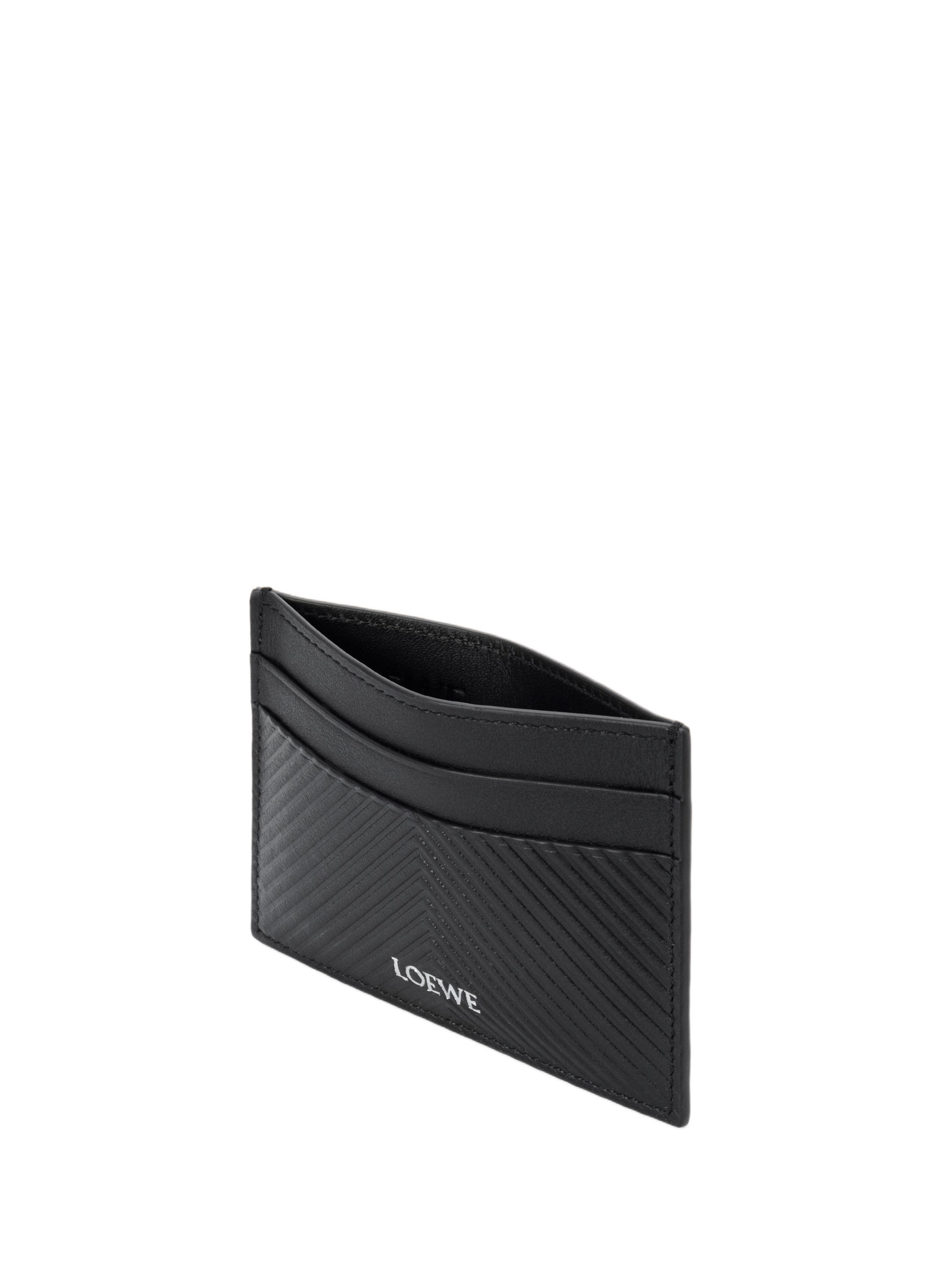 Porte-cartes simple en cuir de veau classique texturé LOEWE Black