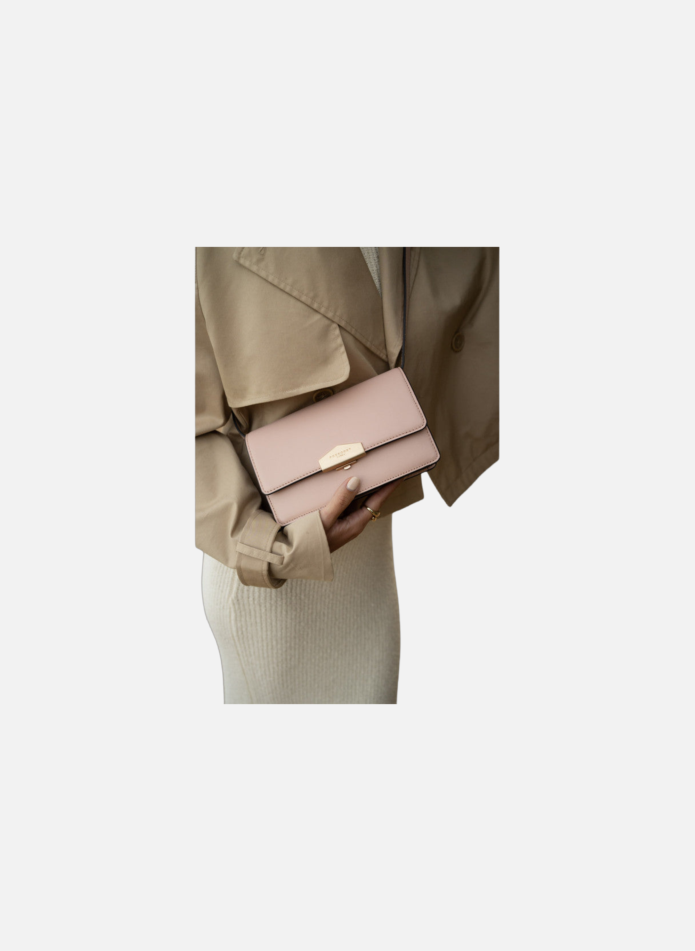 Anjou | sac porté épaule pm en cuir lisse POURCHET Rose