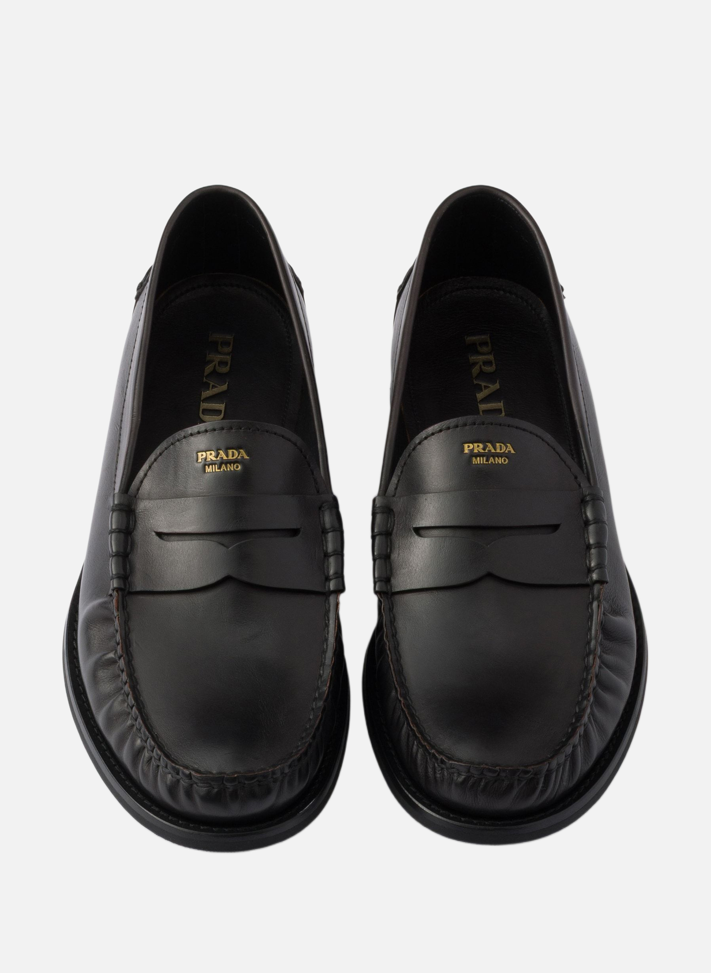 Mocassins en cuir vieilli PRADA Noir