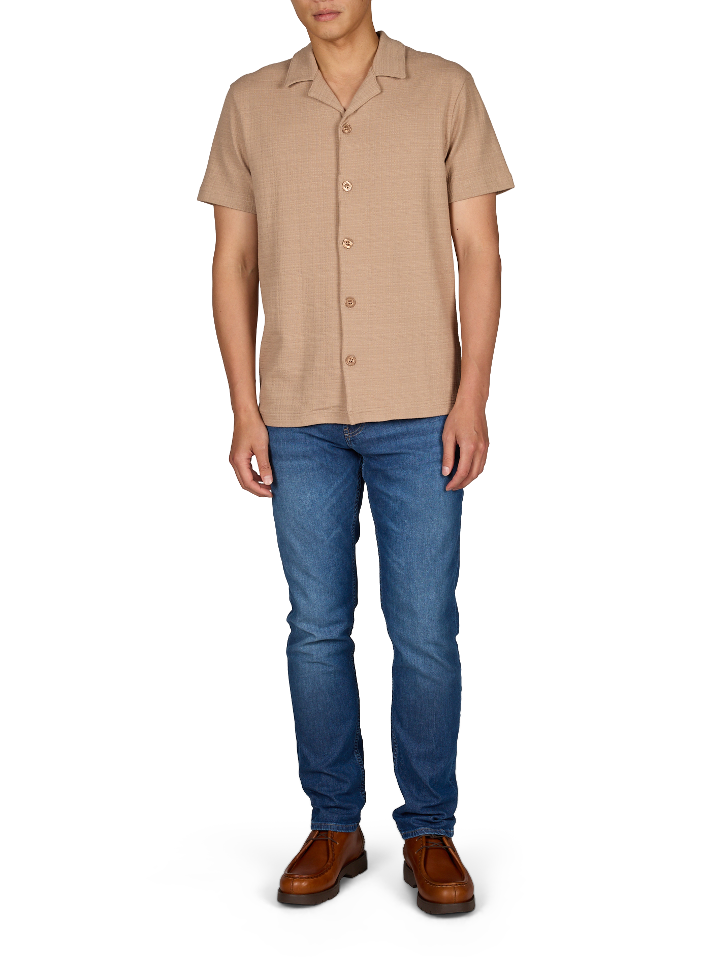 Short-sleeved Cuban collar shirt in blended cotton STRELLSON Brown